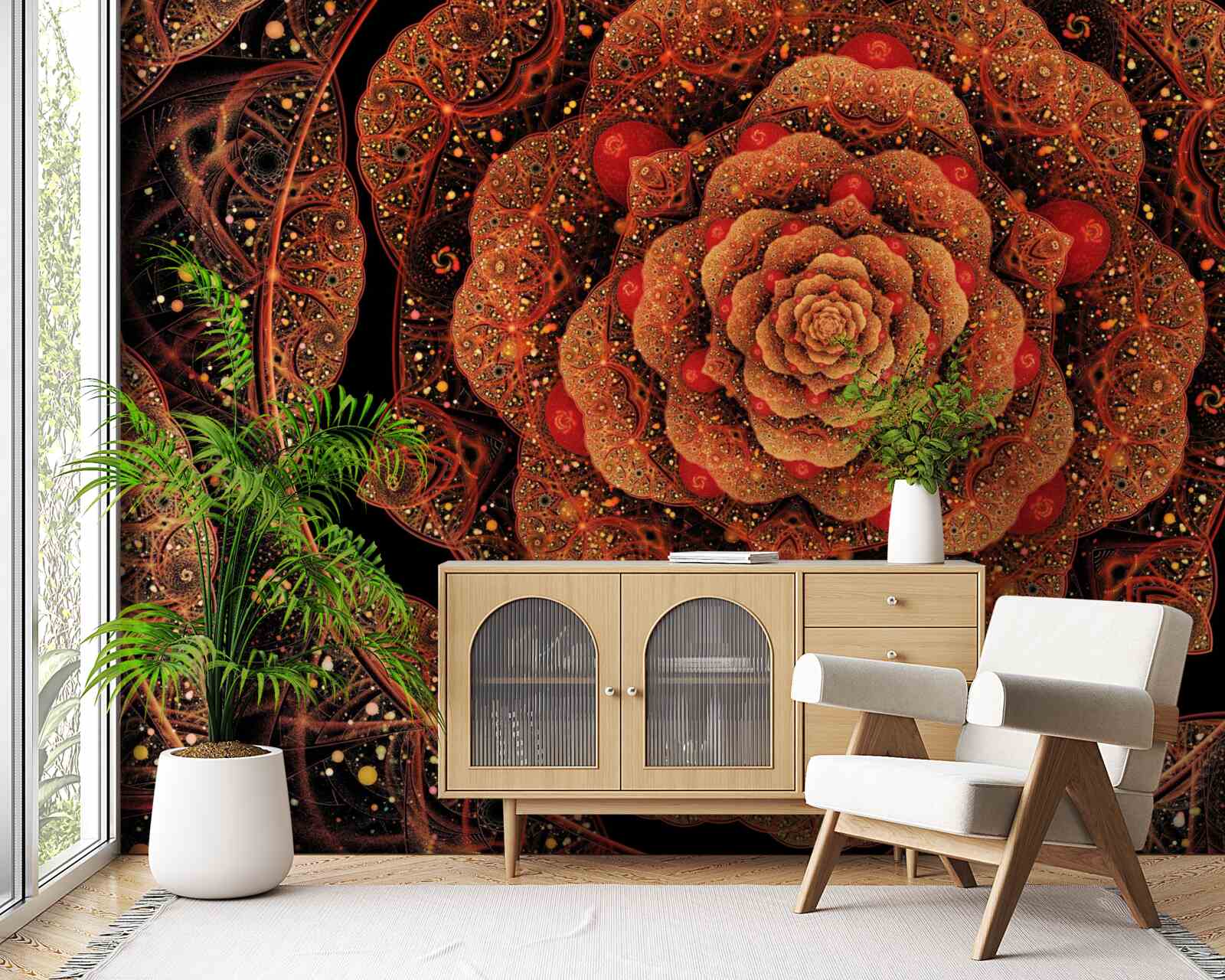 Papier peint une fractale brune dont la forme ressemble à une pivoine