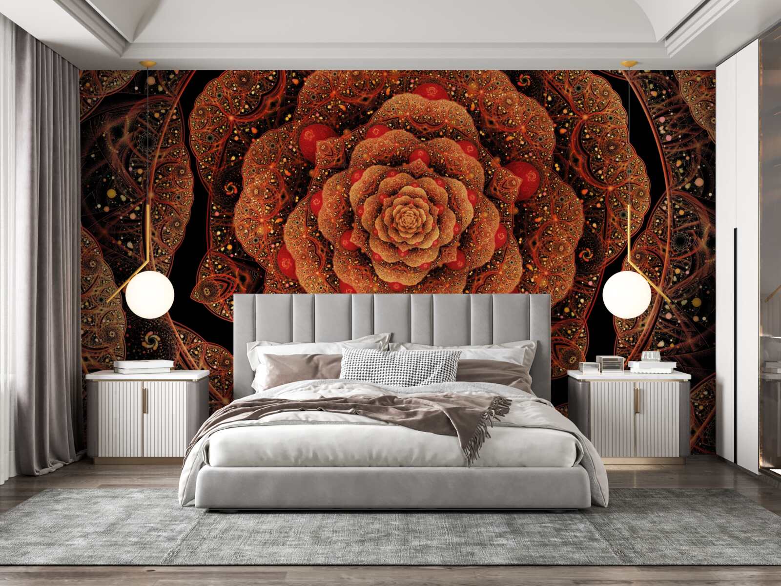 Papier peint une fractale brune dont la forme ressemble à une pivoine