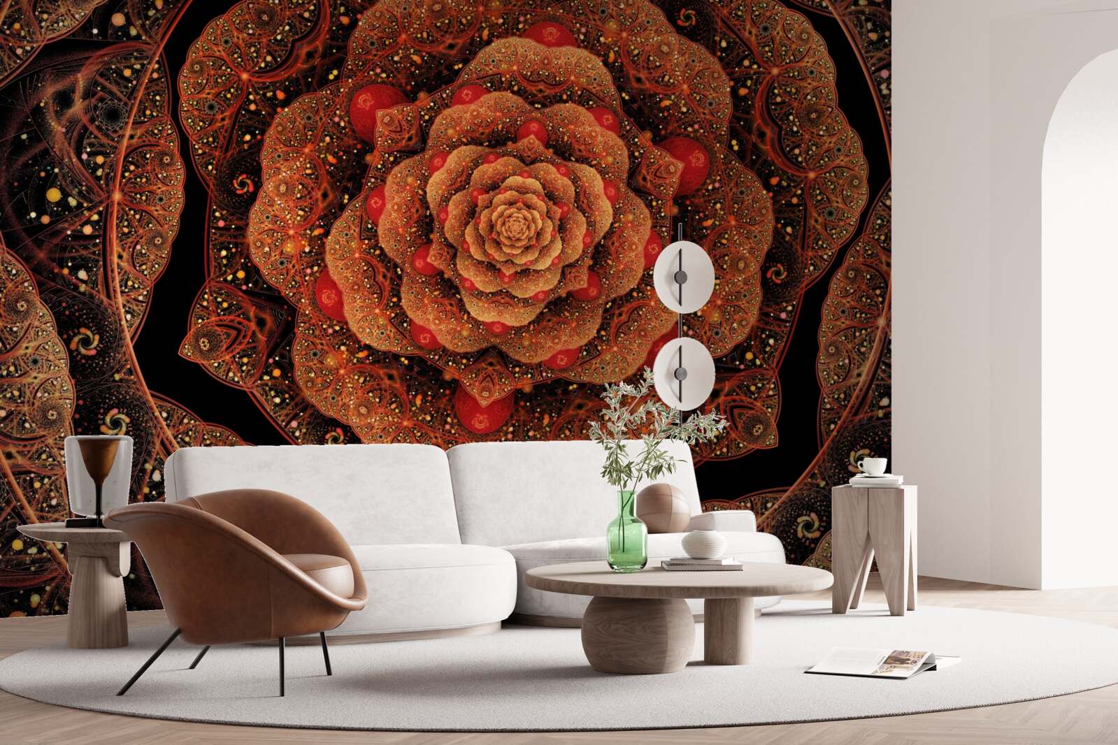 Papier peint une fractale brune dont la forme ressemble à une pivoine