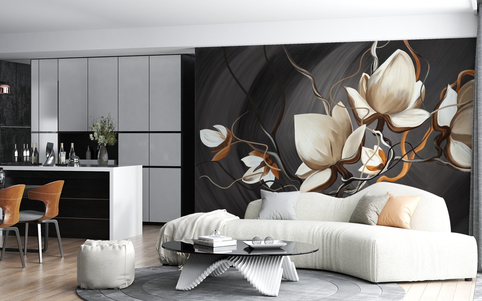 Papier peint ouvrir un magnolia blanc comme neige