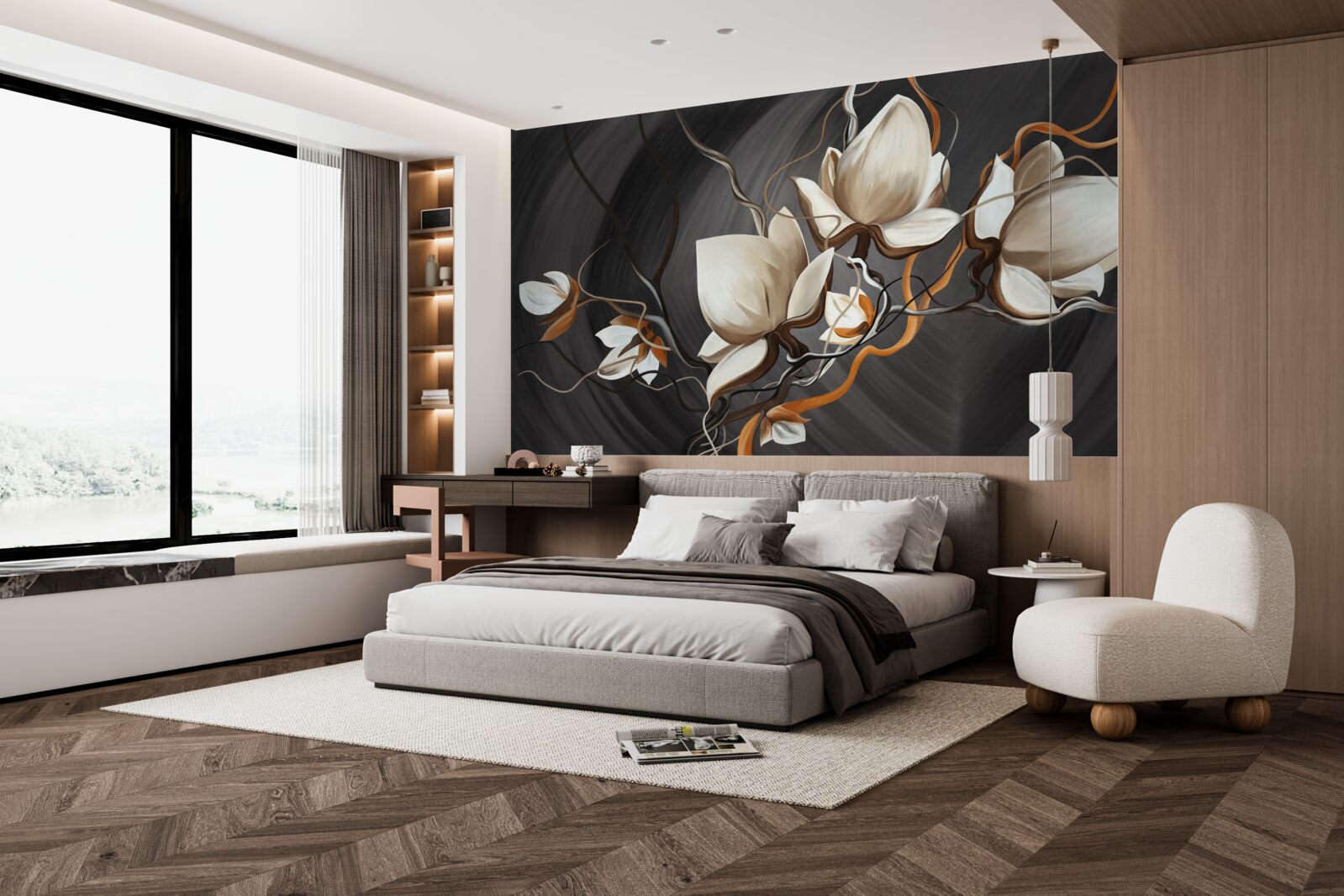 Papier peint ouvrir un magnolia blanc comme neige