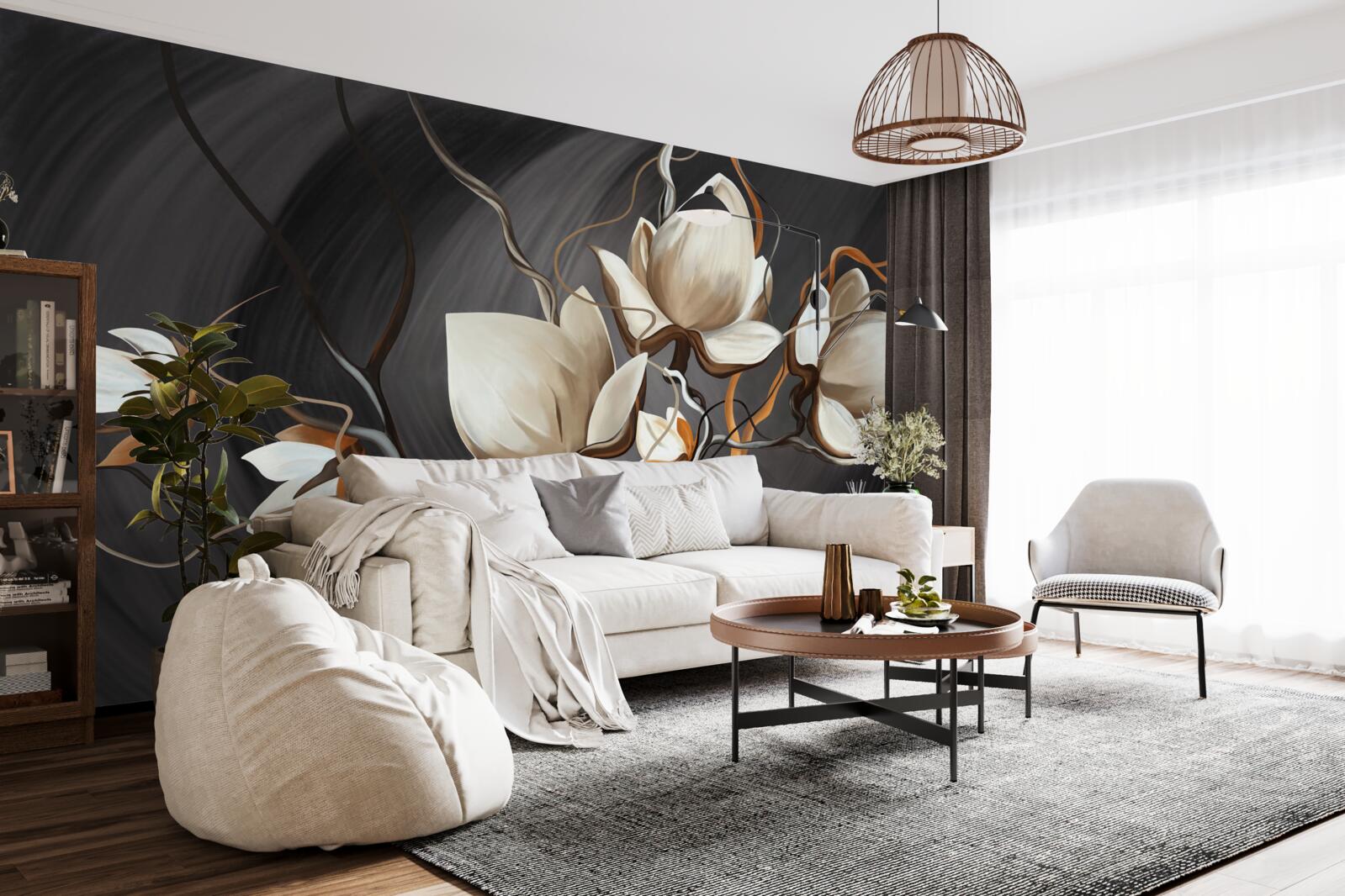 Papier peint ouvrir un magnolia blanc comme neige