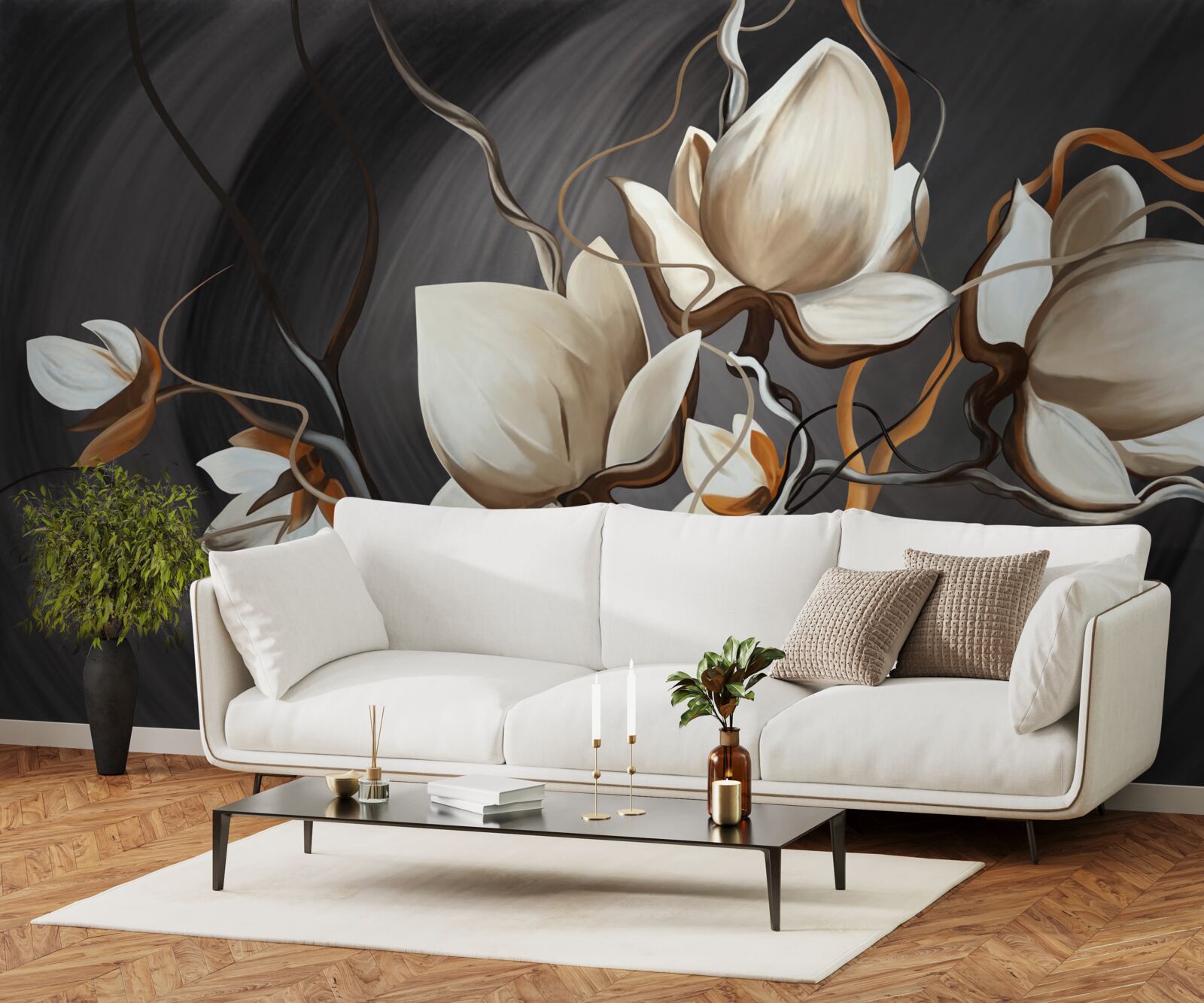 Papier peint ouvrir un magnolia blanc comme neige