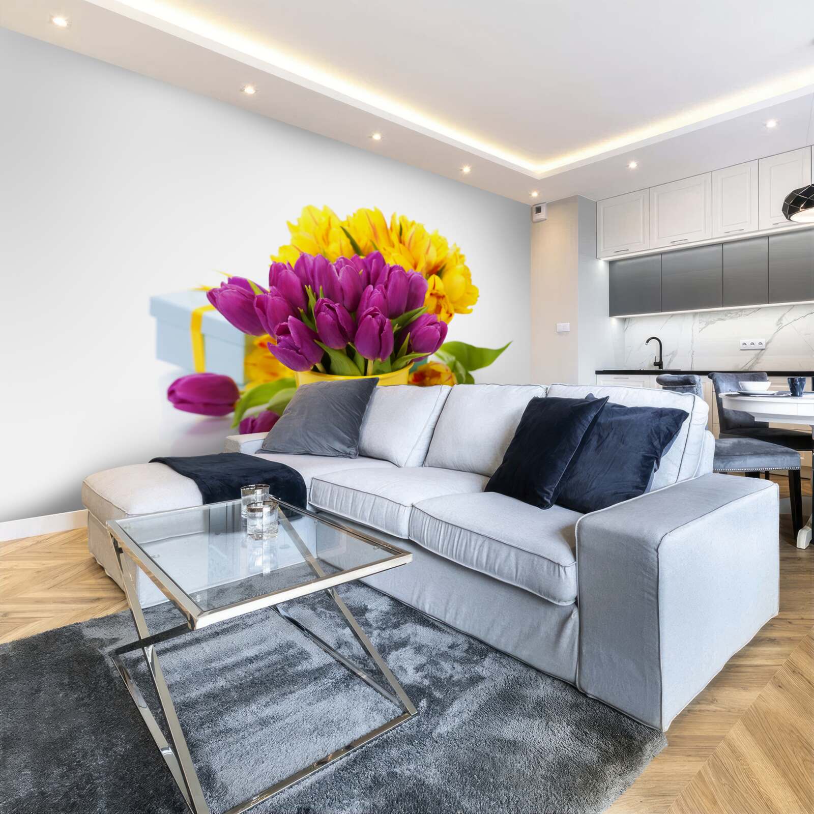 Papier peint ensemble de tulipes violettes