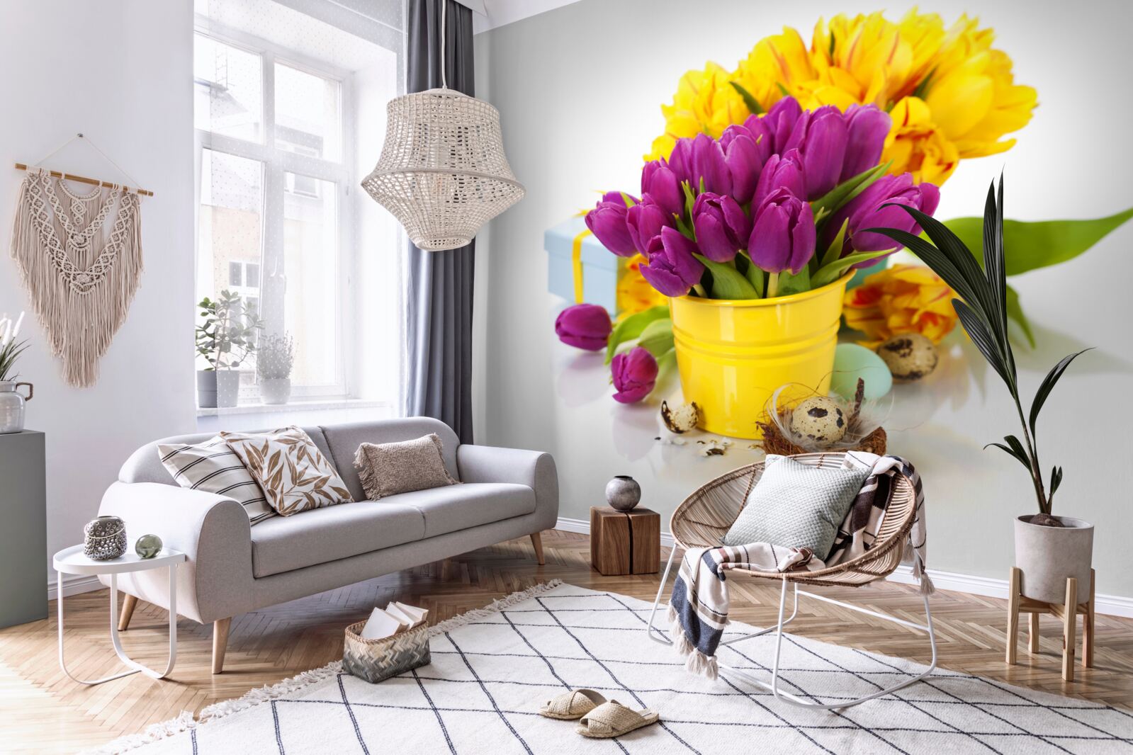 Papier peint ensemble de tulipes violettes