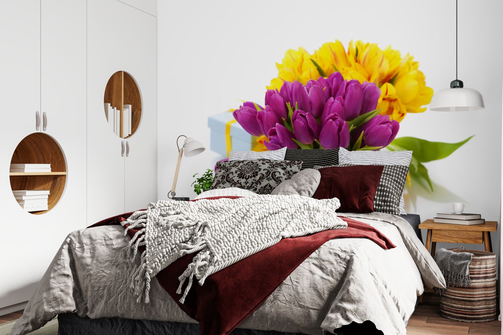 Papier peint ensemble de tulipes violettes