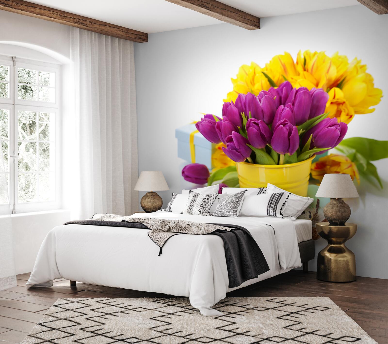 Papier peint ensemble de tulipes violettes