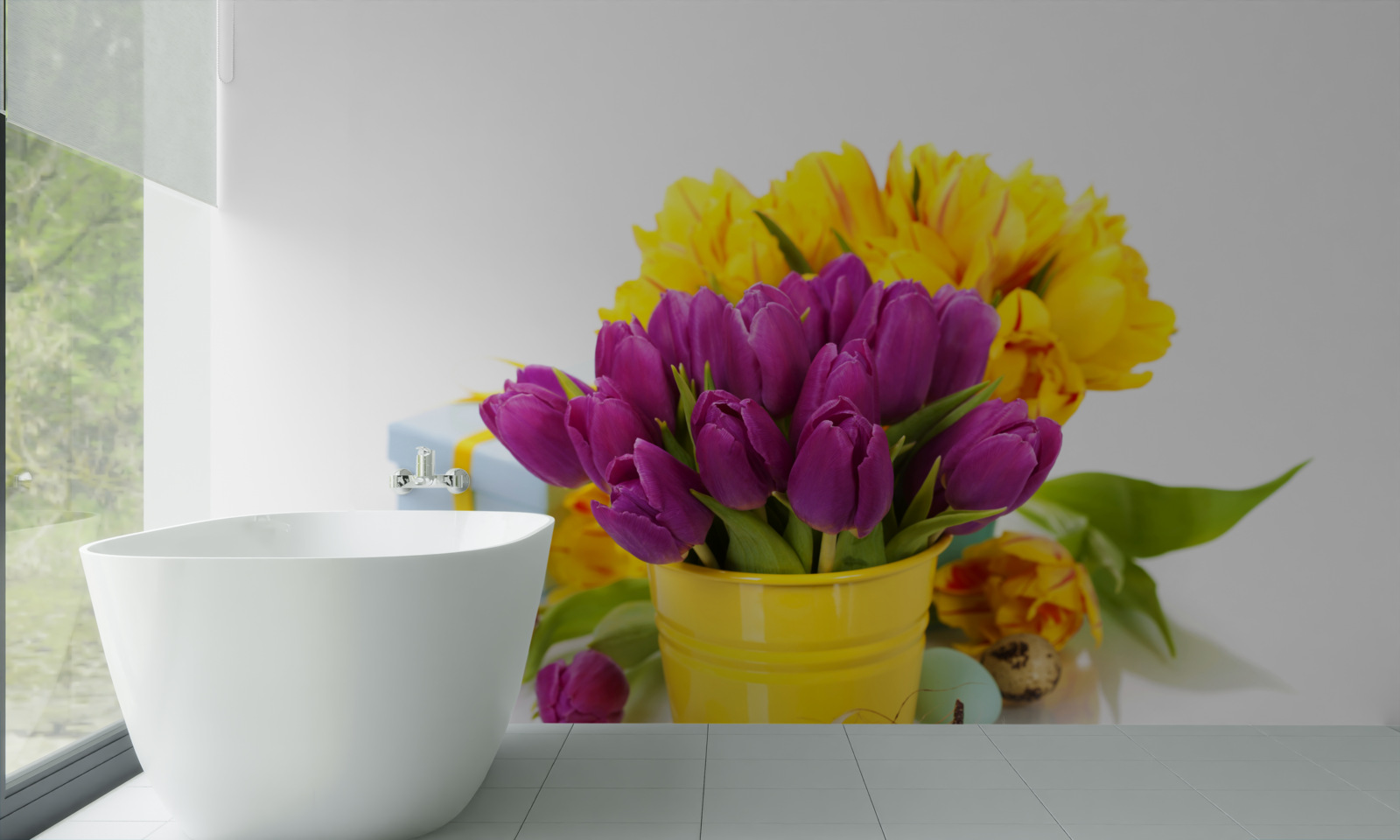 Papier peint ensemble de tulipes violettes