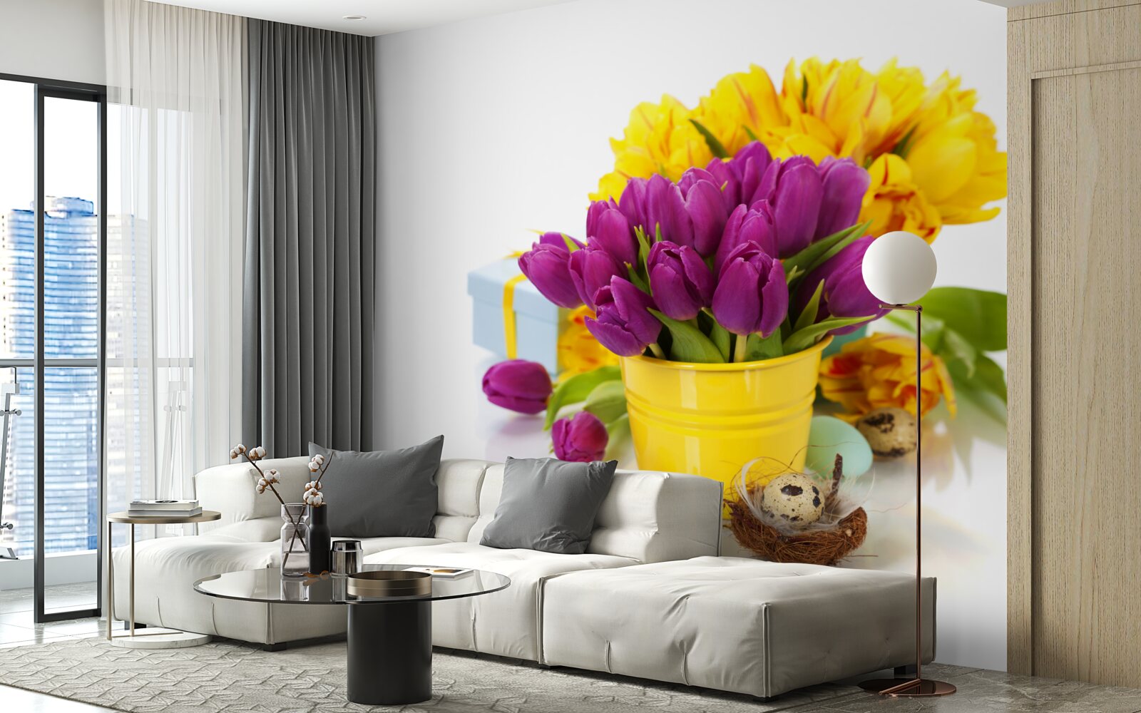 Papier peint ensemble de tulipes violettes