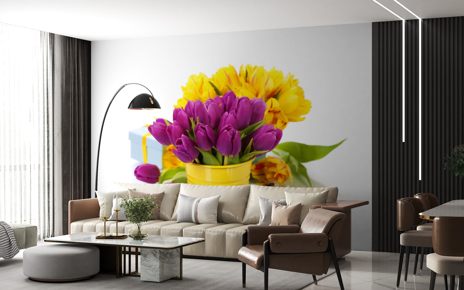 Papier peint ensemble de tulipes violettes