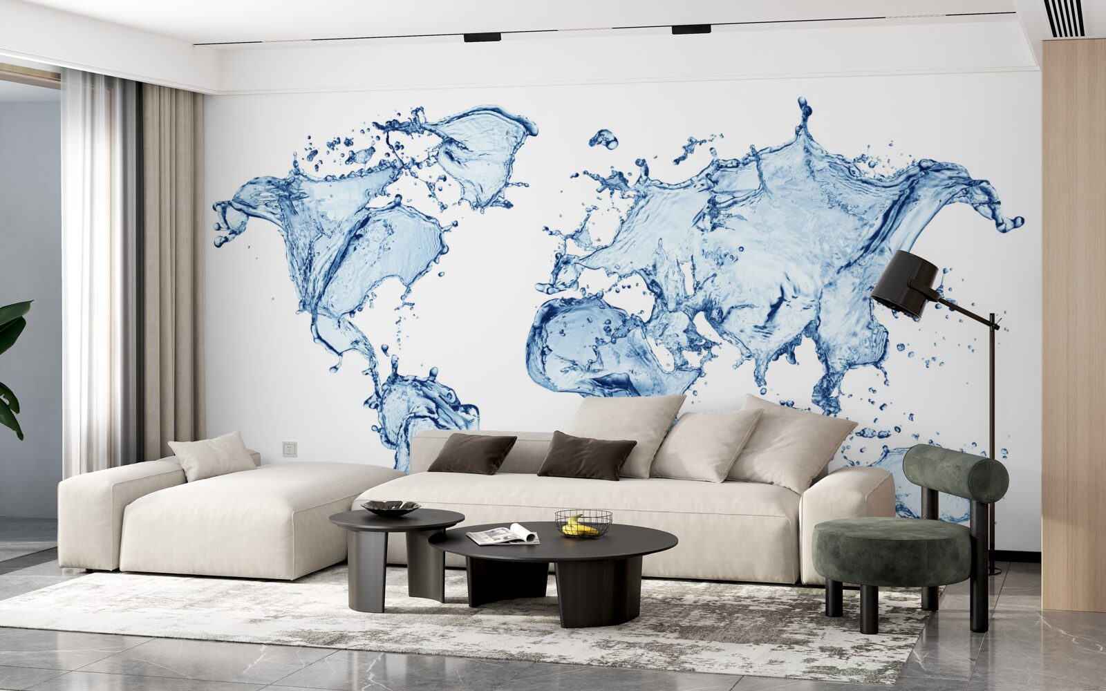 Papier peint atlas du monde formé d'eau