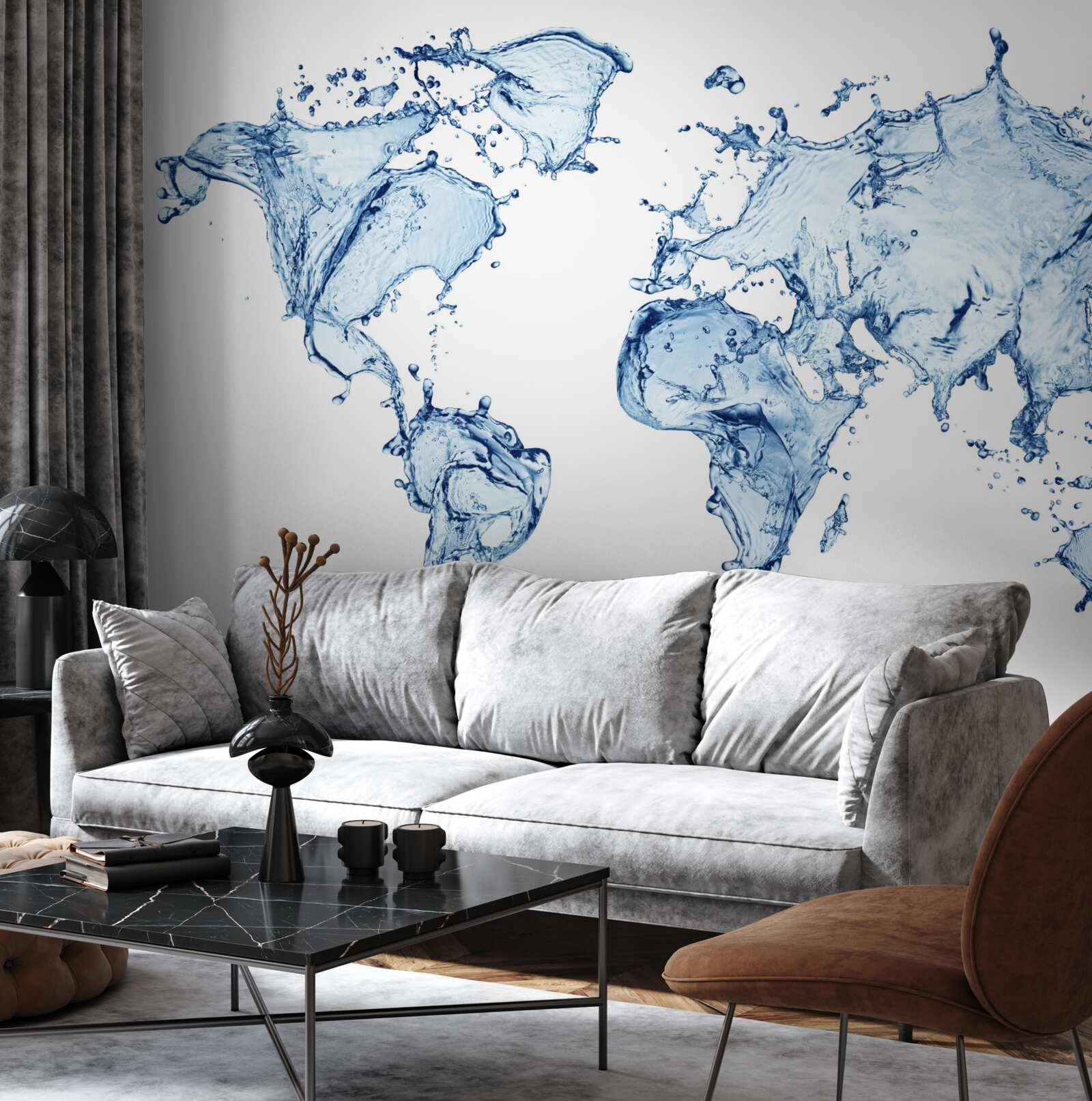 Papier peint atlas du monde formé d'eau