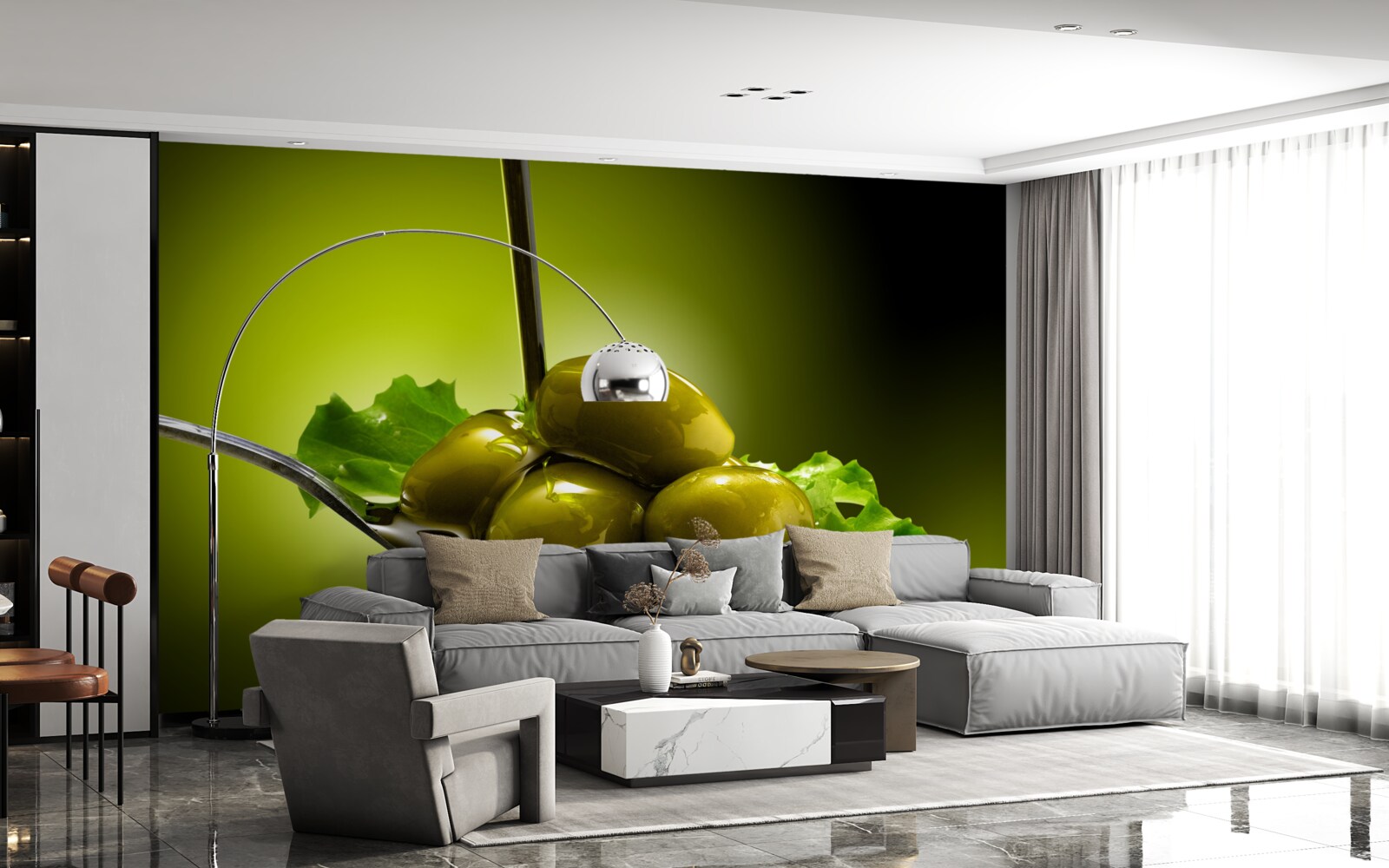 Papier peint olives vertes à la cuillère