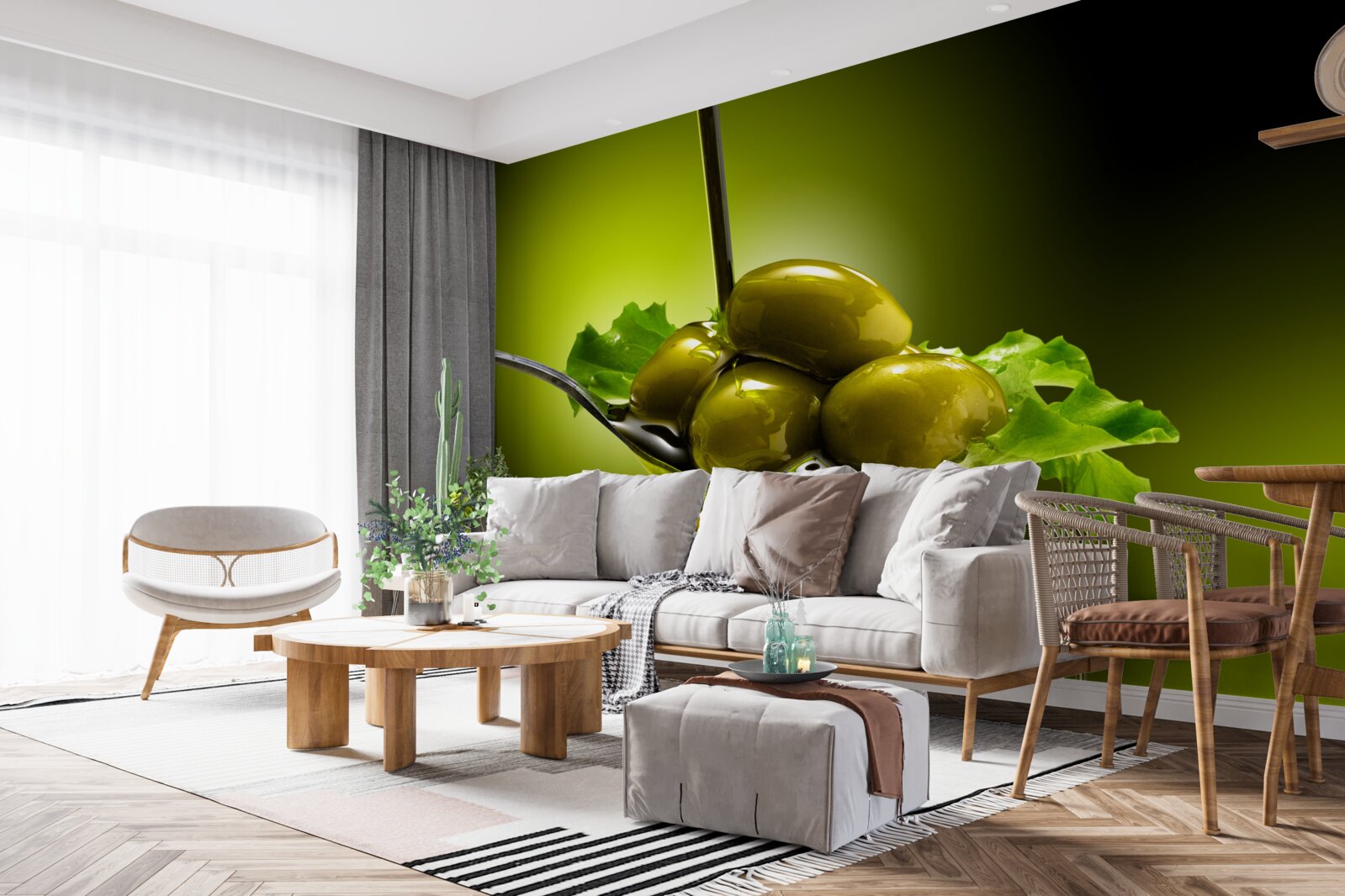 Papier peint olives vertes à la cuillère