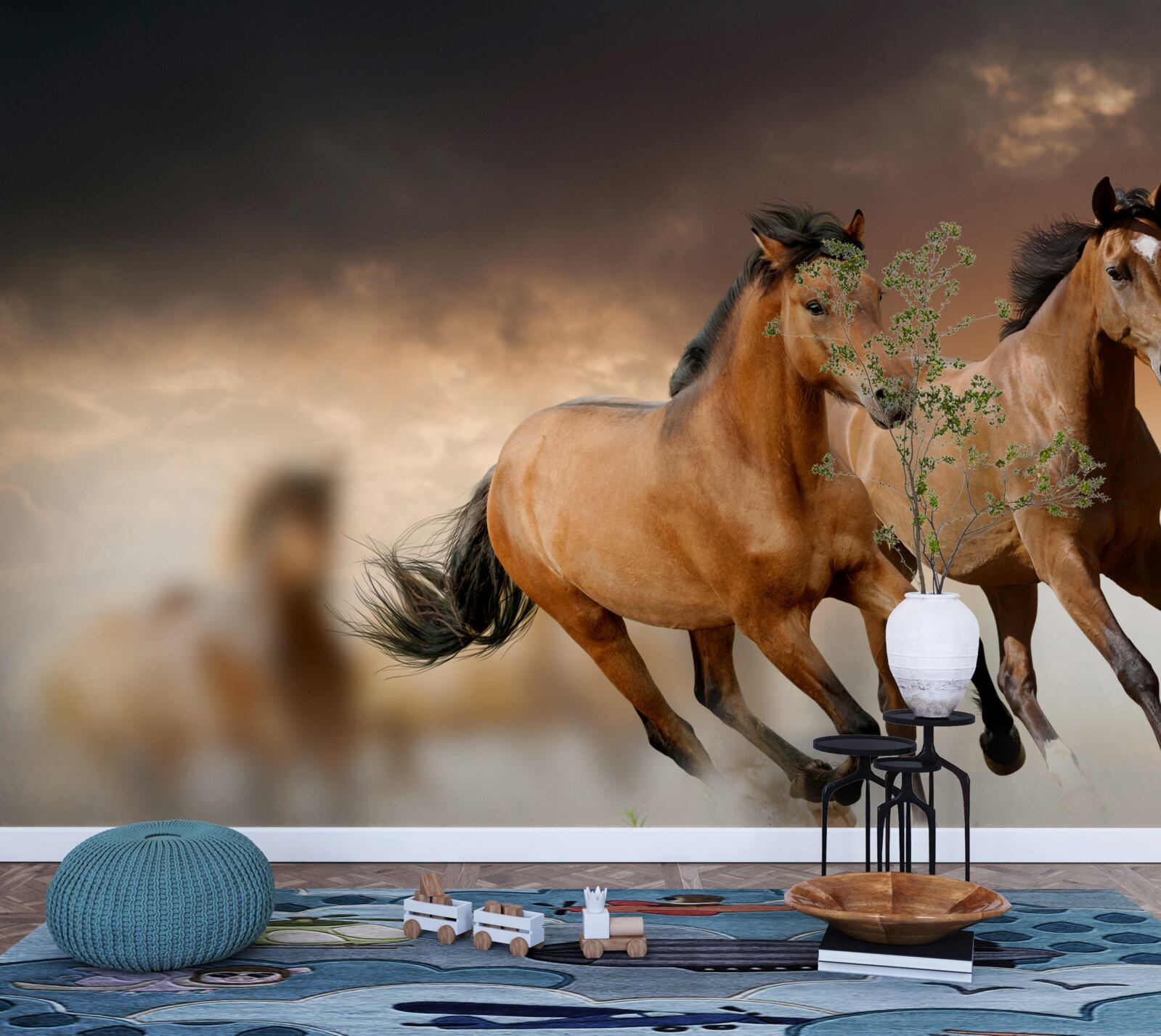 Papier peint deux chevaux bruns se frôlent