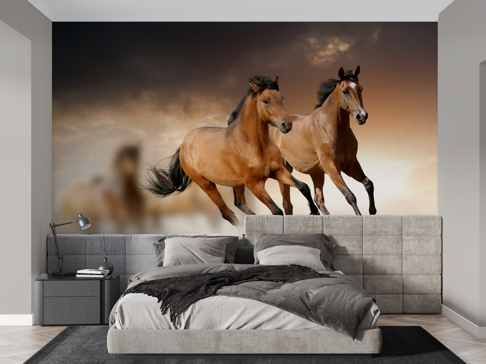 Papier peint deux chevaux bruns se frôlent