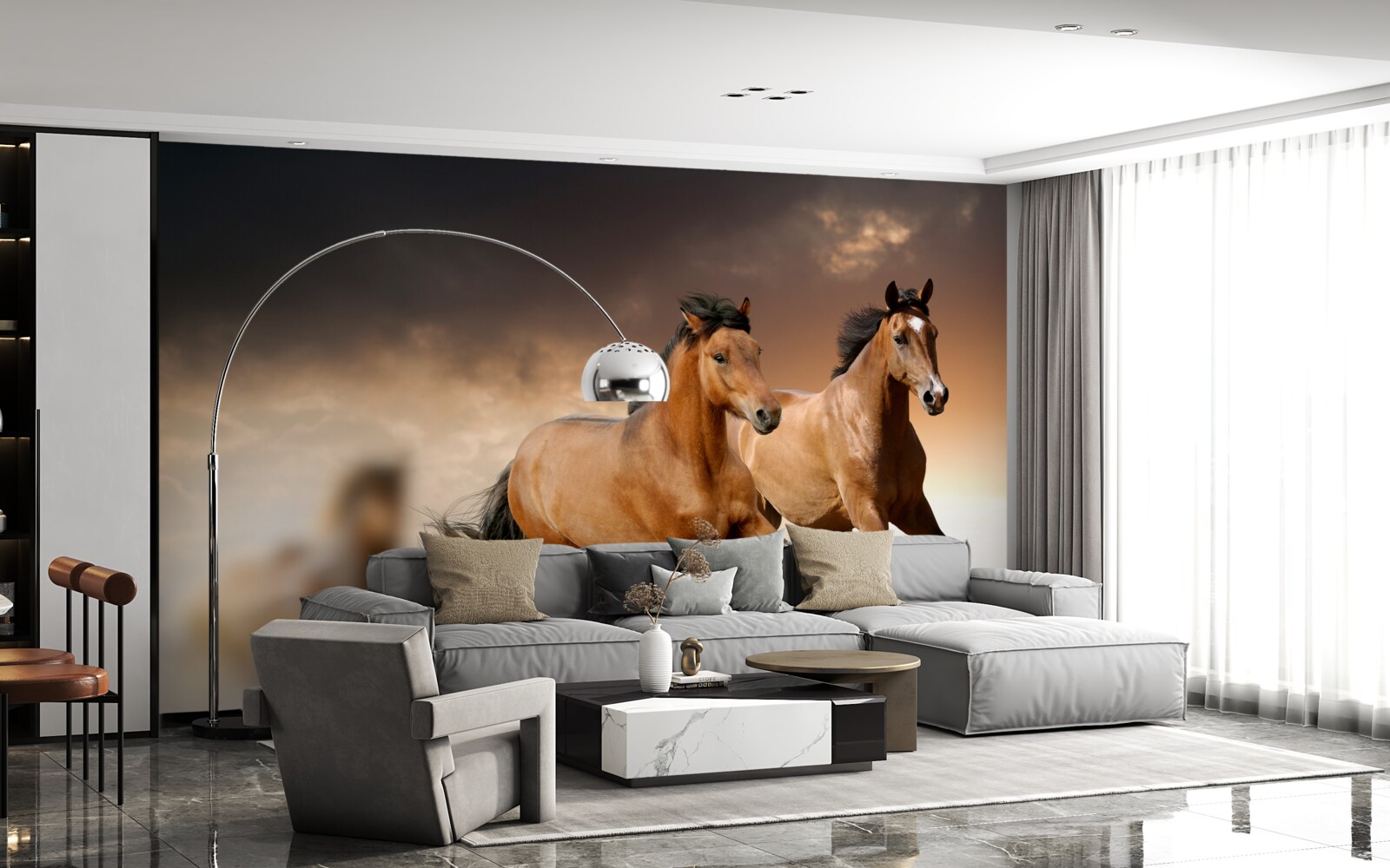 Papier peint deux chevaux bruns se frôlent