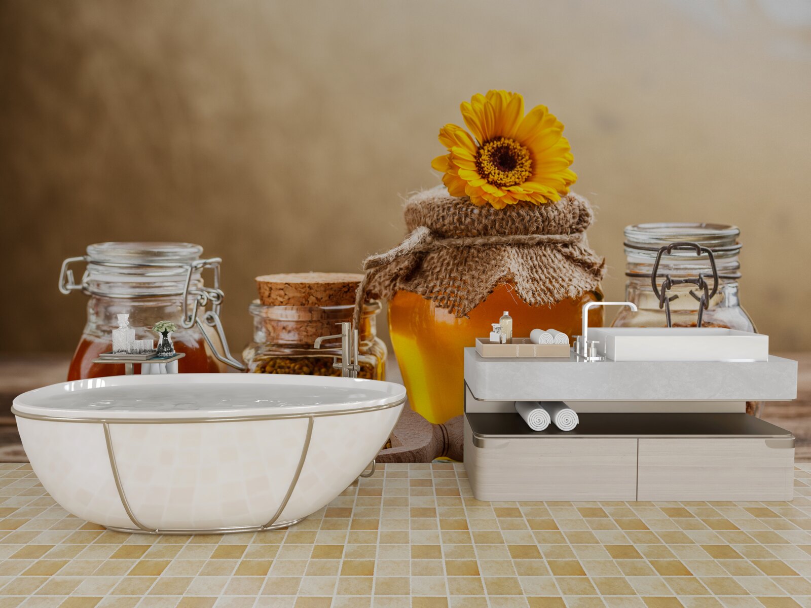 Papier peint de délicieux produits apicoles