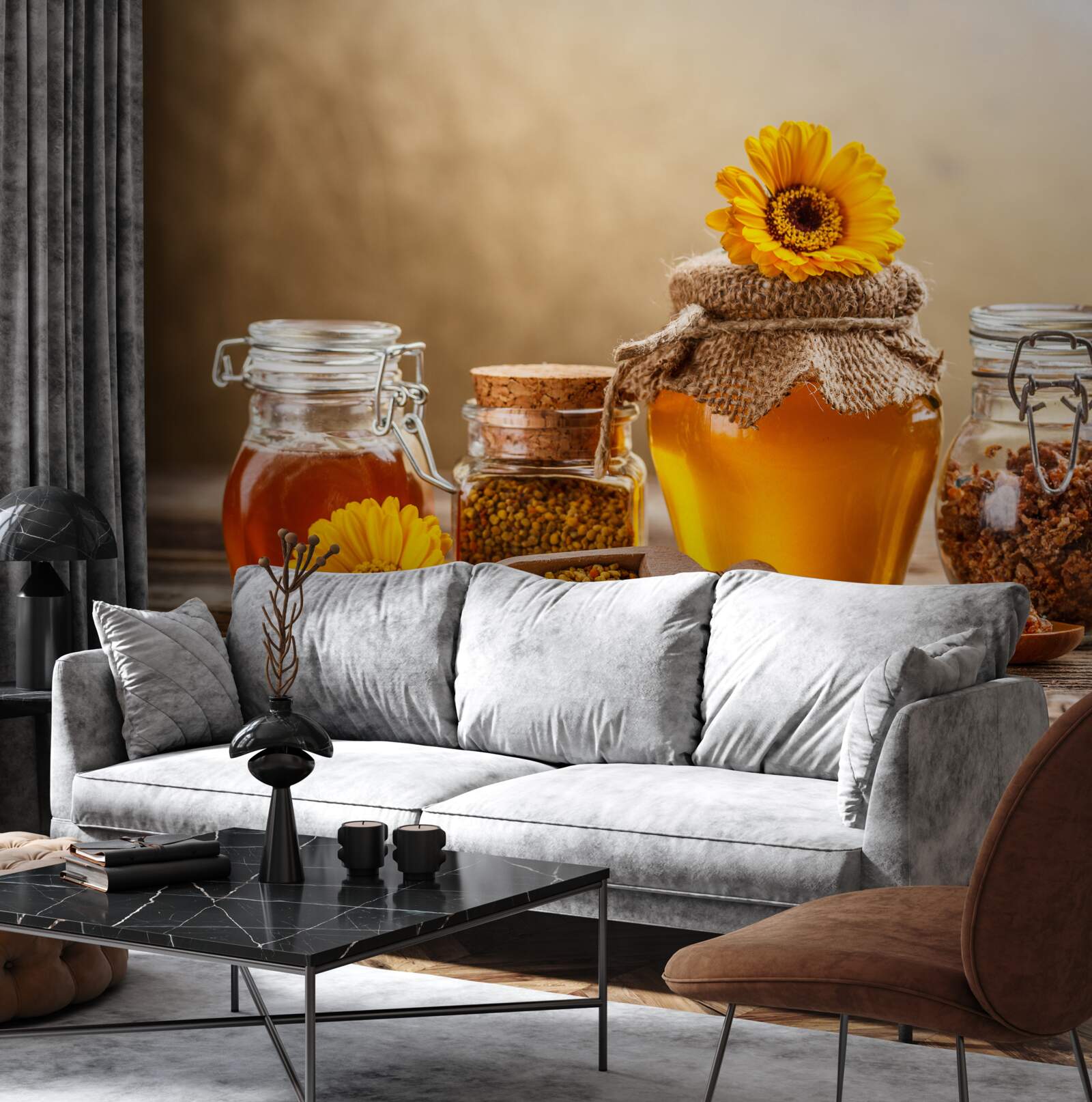 Papier peint de délicieux produits apicoles