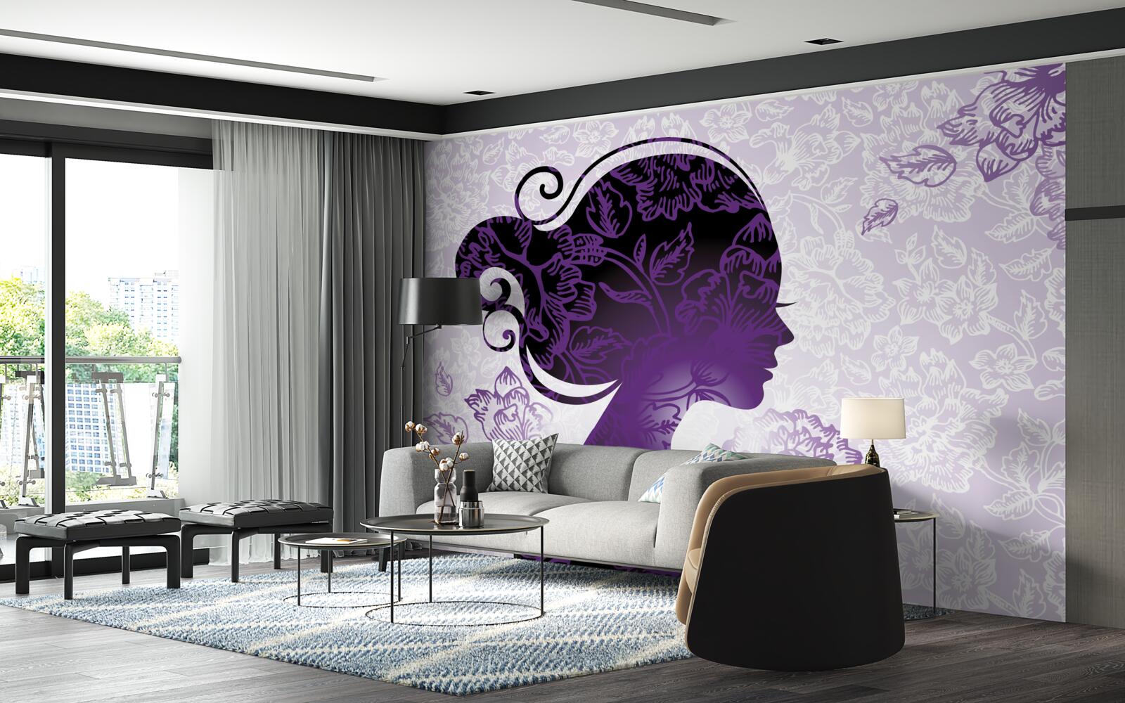 Papier peint l'image de la jeune fille est ambiguë