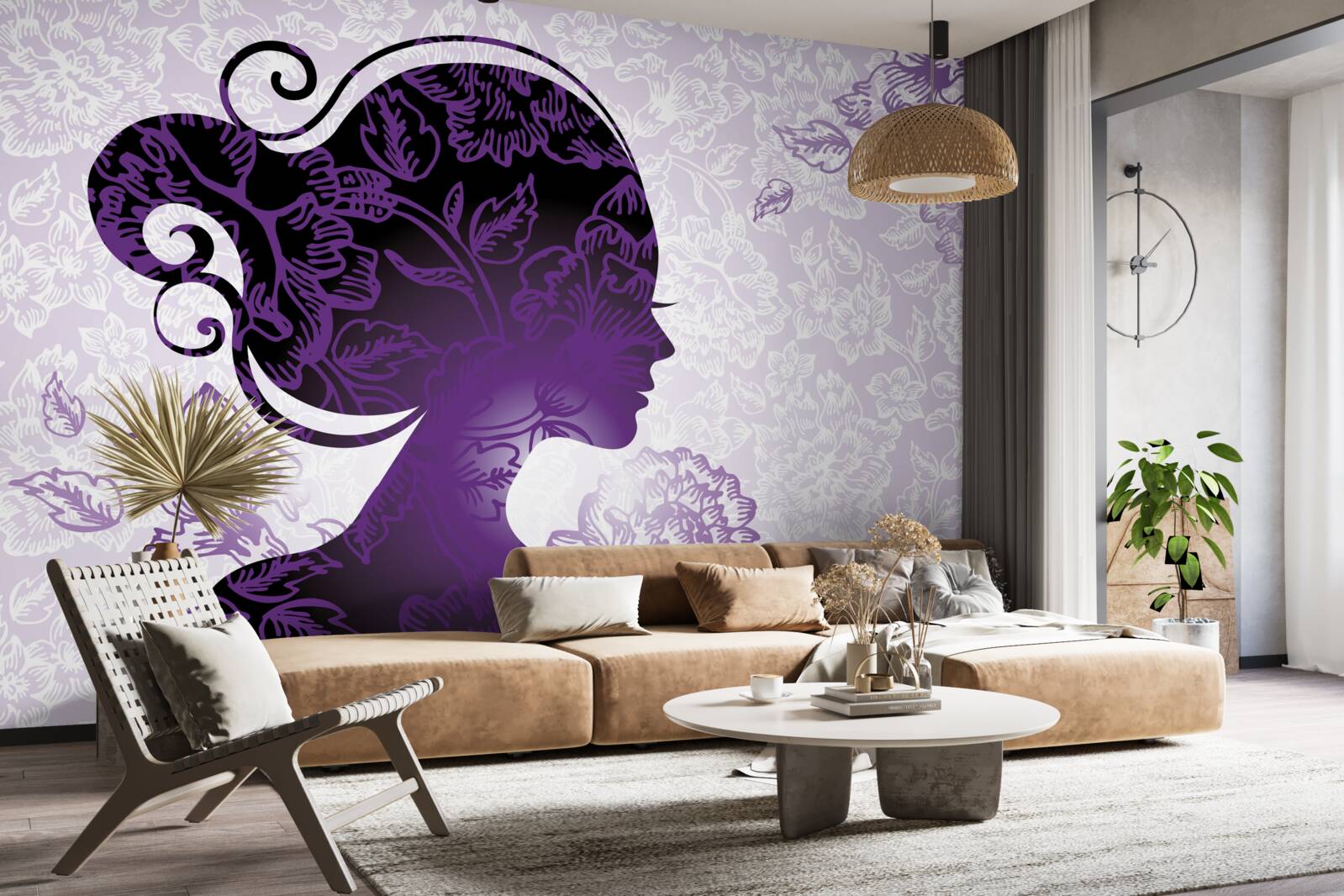 Papier peint l'image de la jeune fille est ambiguë