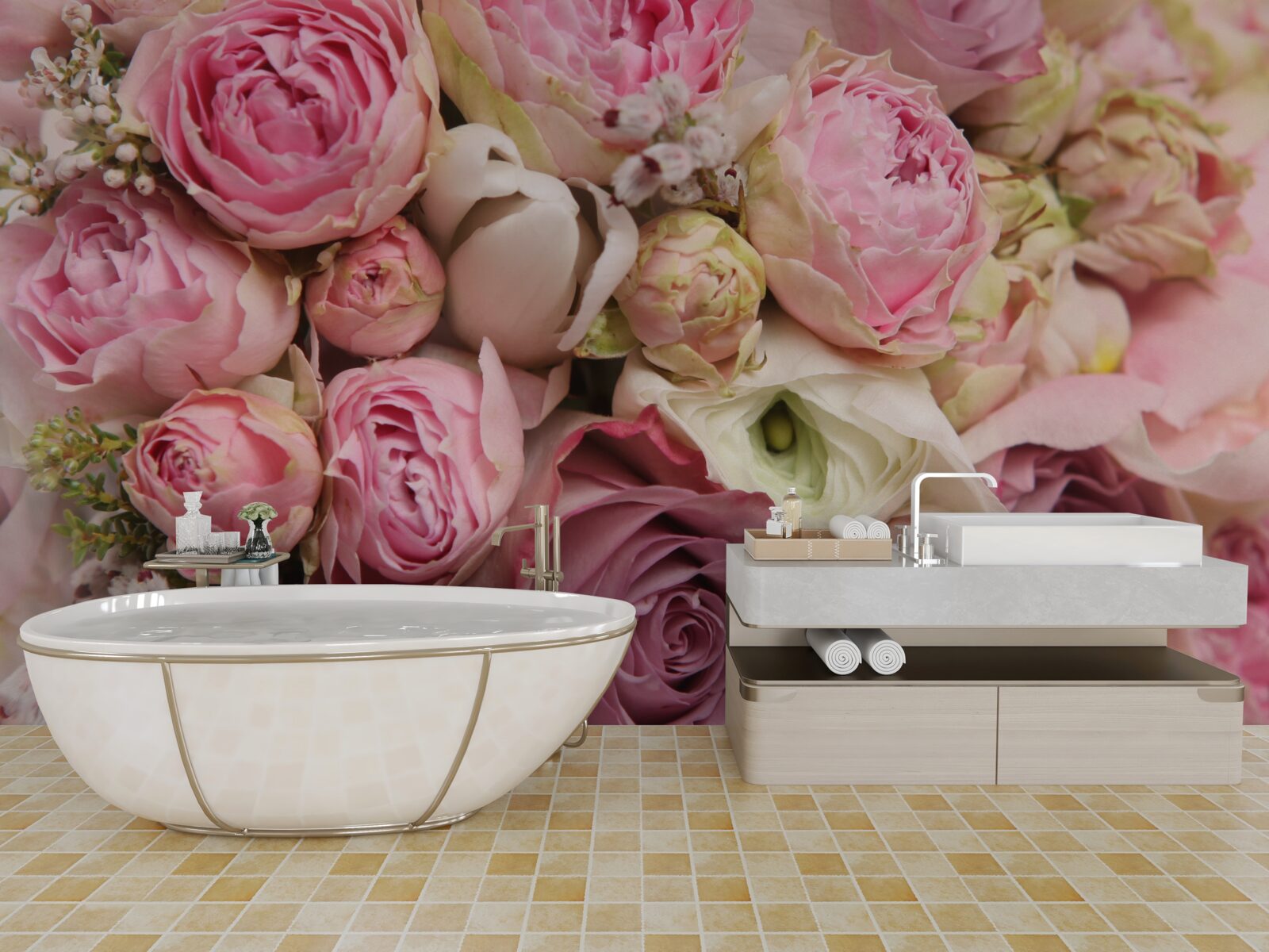 Papier peint un bouquet de fleurs délicat avec une touche de romantisme