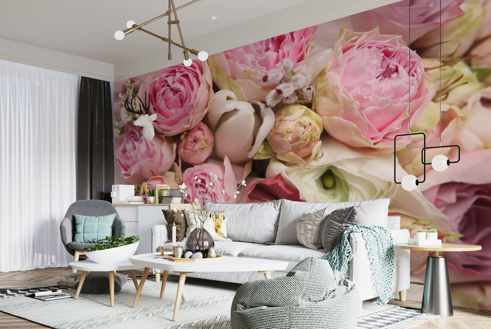 Papier peint un bouquet de fleurs délicat avec une touche de romantisme