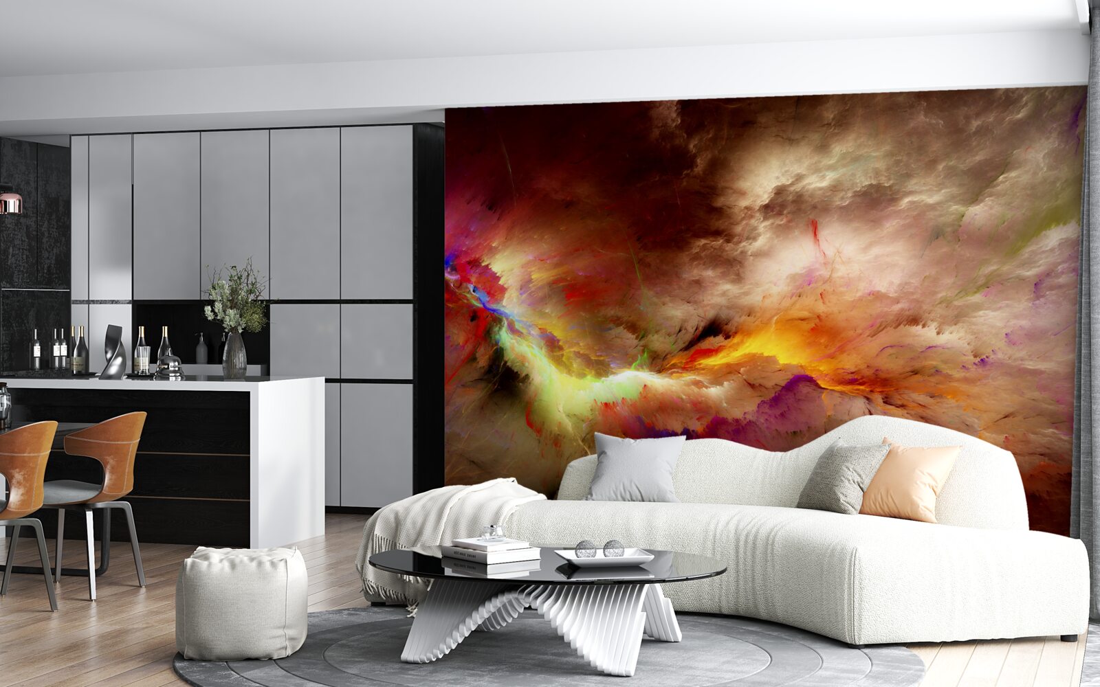 Papier peint un orage éclate dans le désert pendant un orage