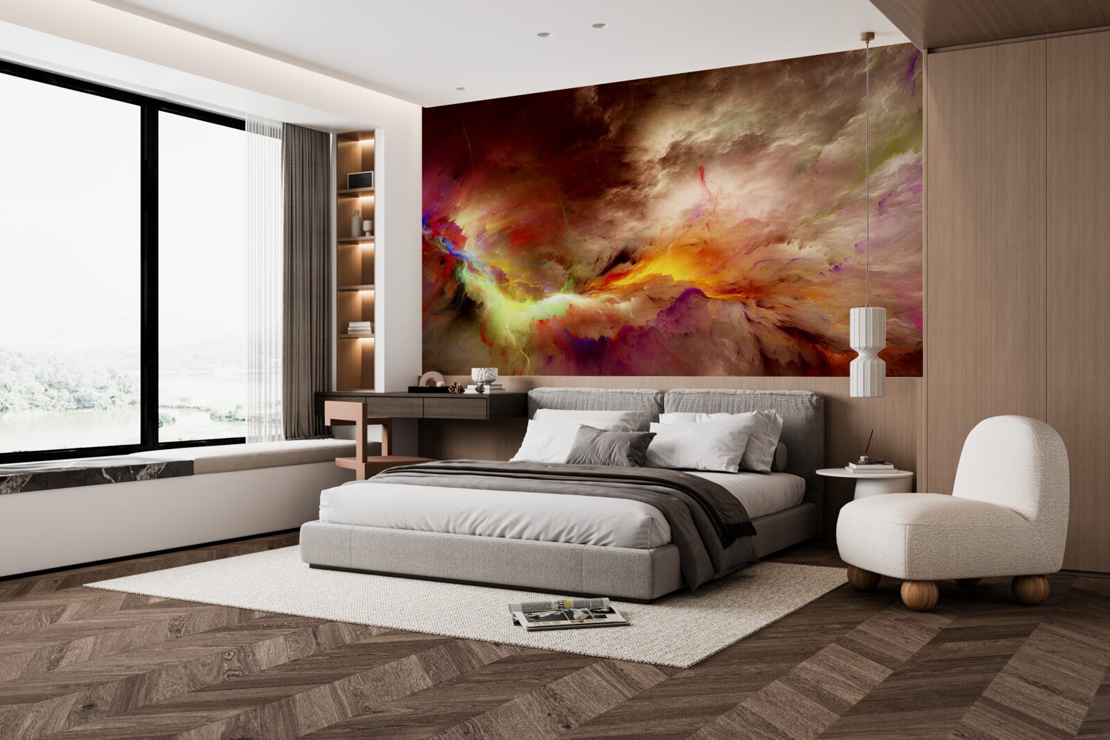 Papier peint un orage éclate dans le désert pendant un orage