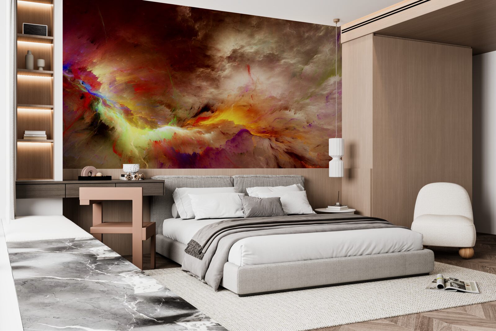 Papier peint un orage éclate dans le désert pendant un orage