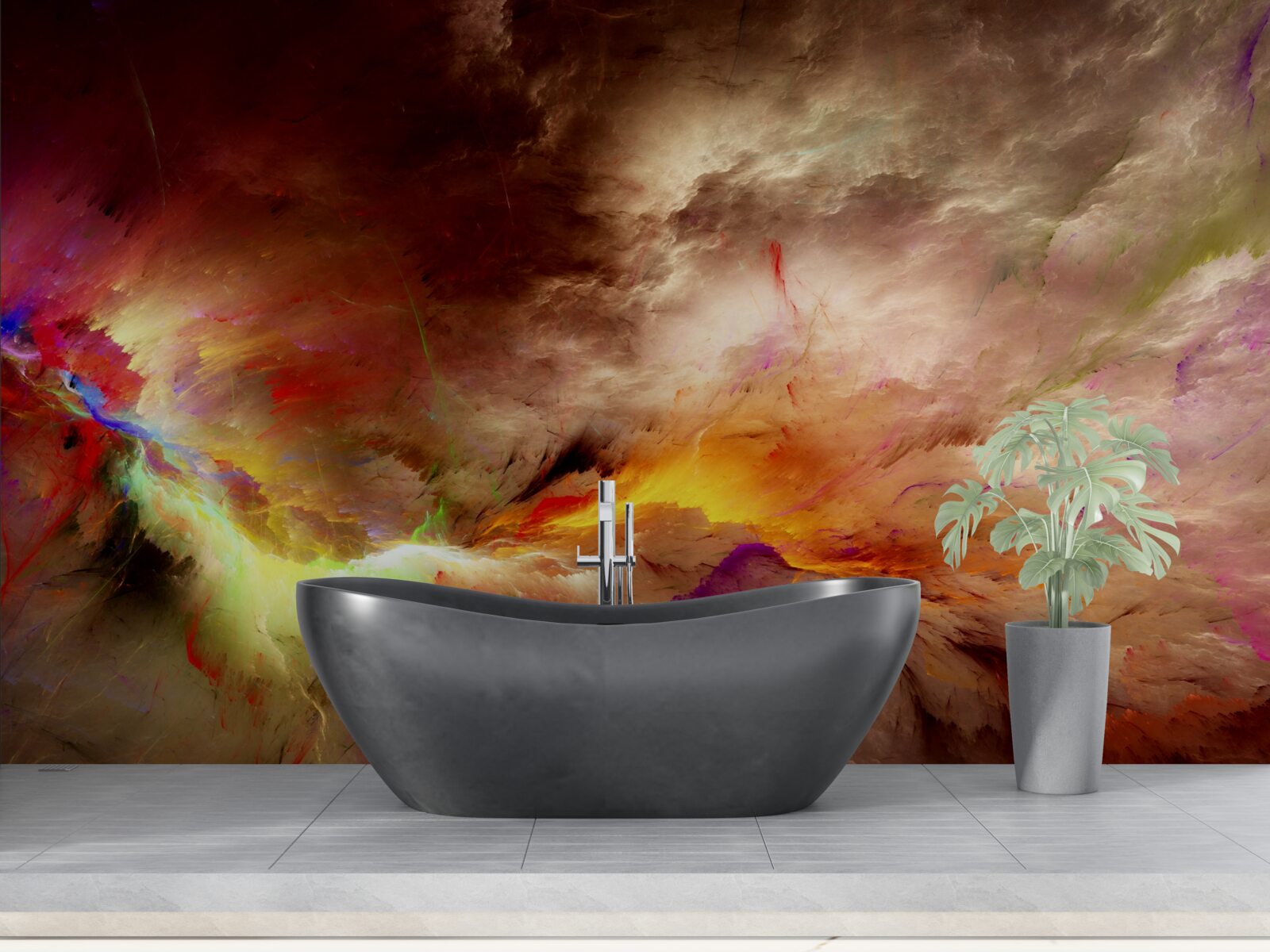 Papier peint un orage éclate dans le désert pendant un orage