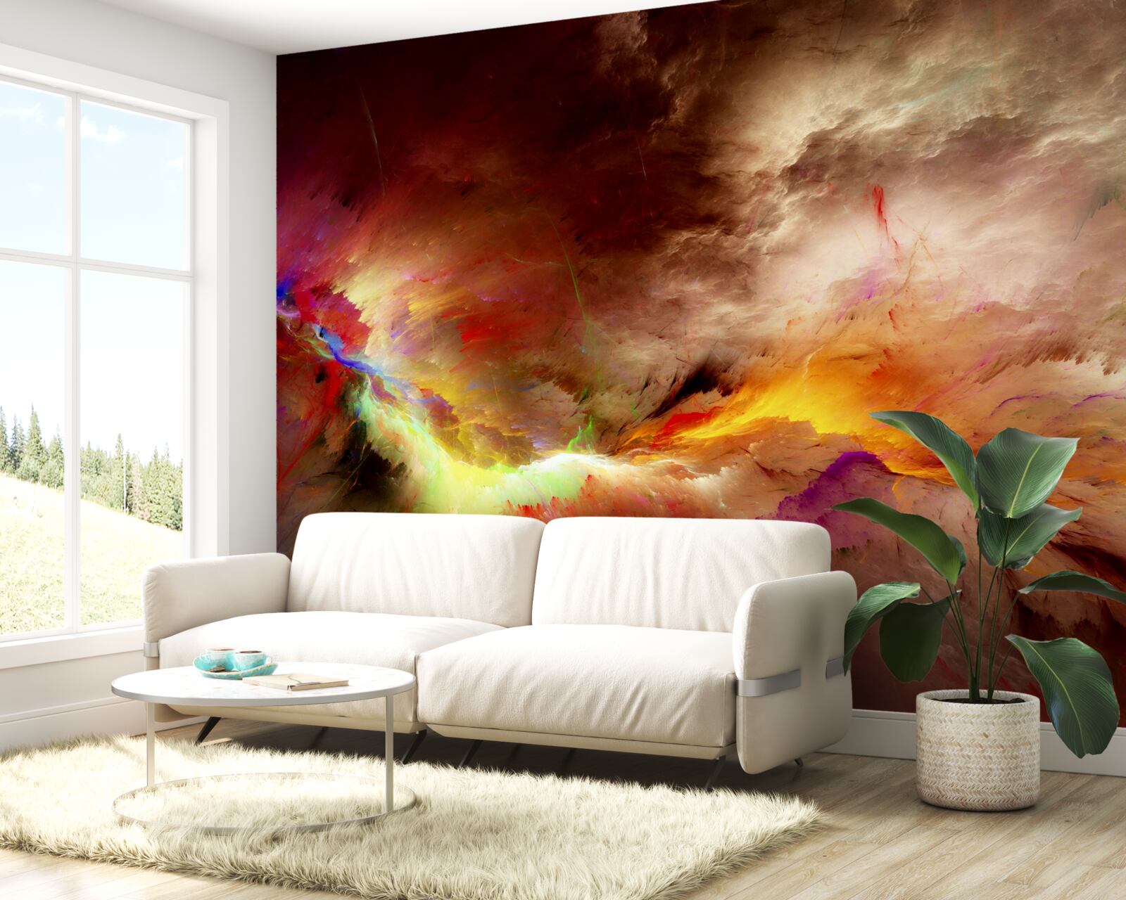 Papier peint un orage éclate dans le désert pendant un orage