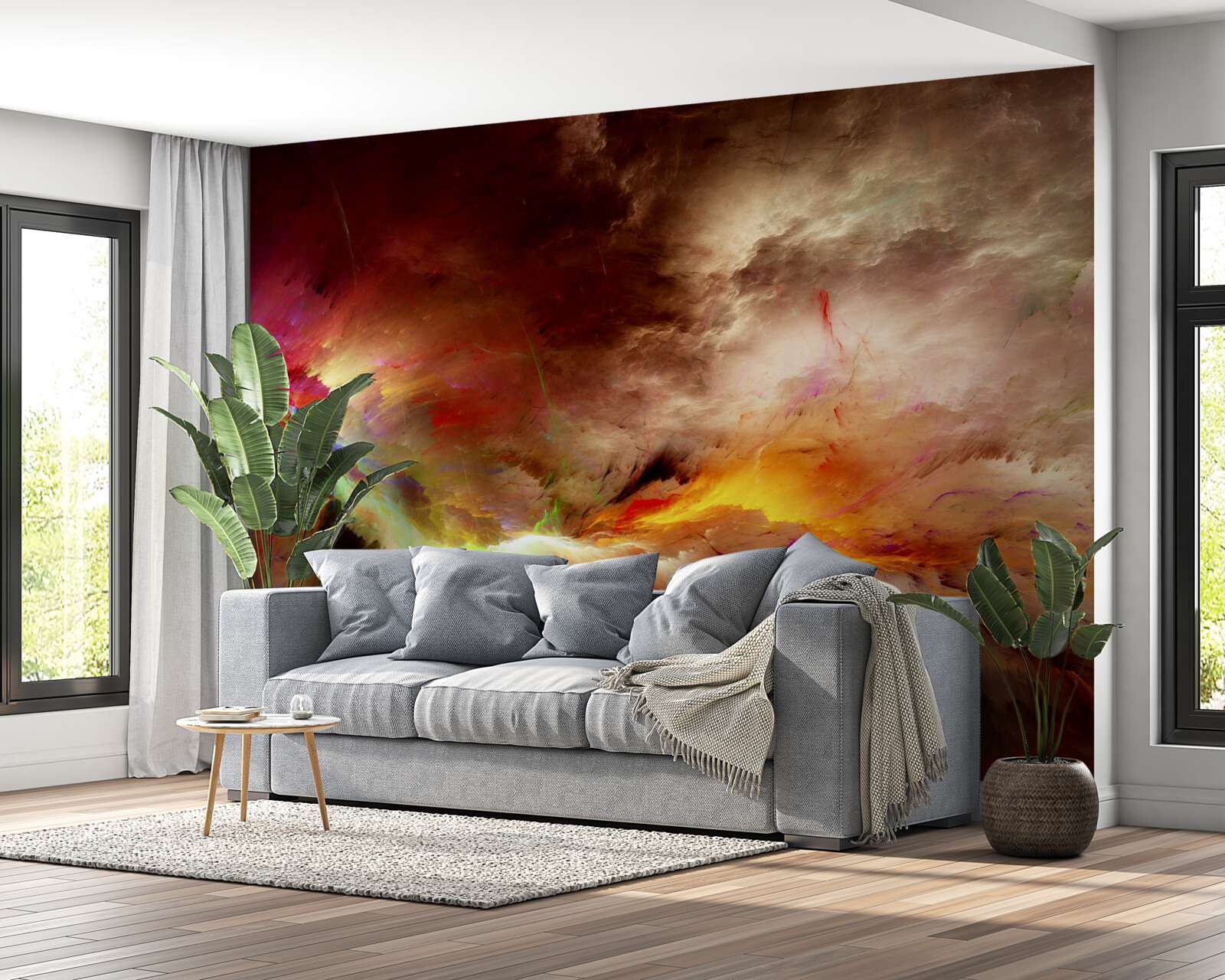 Papier peint un orage éclate dans le désert pendant un orage