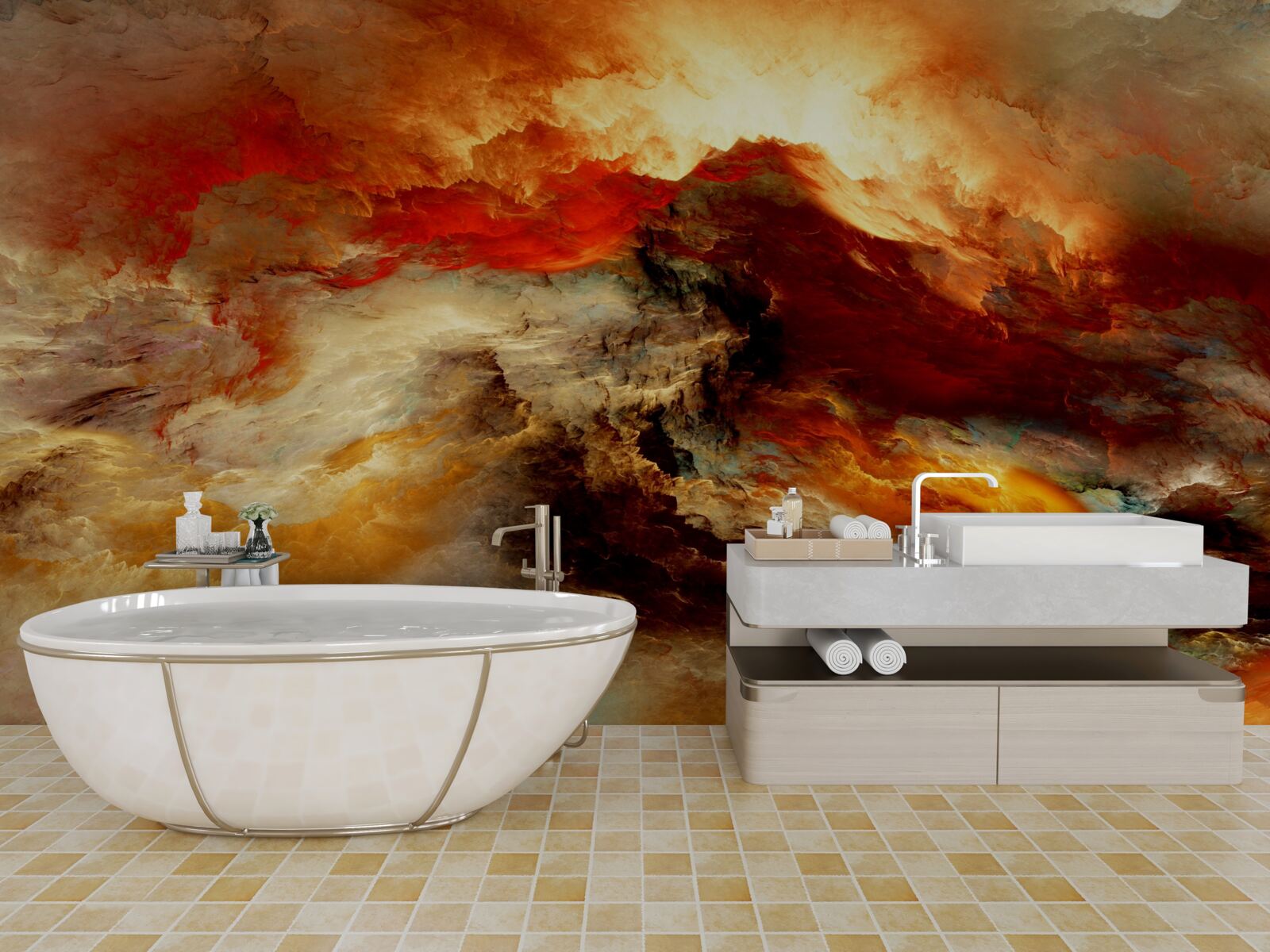 Papier peint un tourbillon dans le désert rocheux