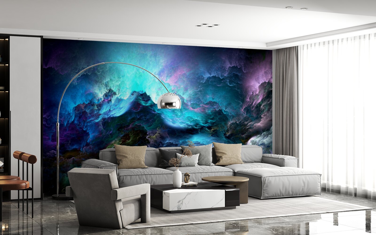 Papier peint nuages d'orage nocturnes