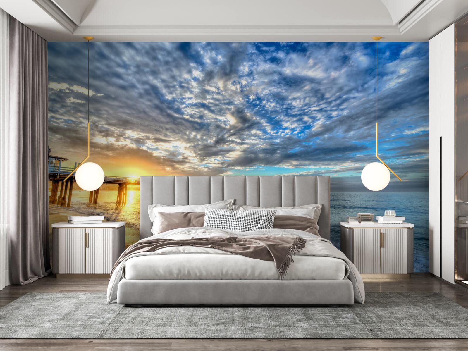 Papier peint quai des pêcheurs à l'aube