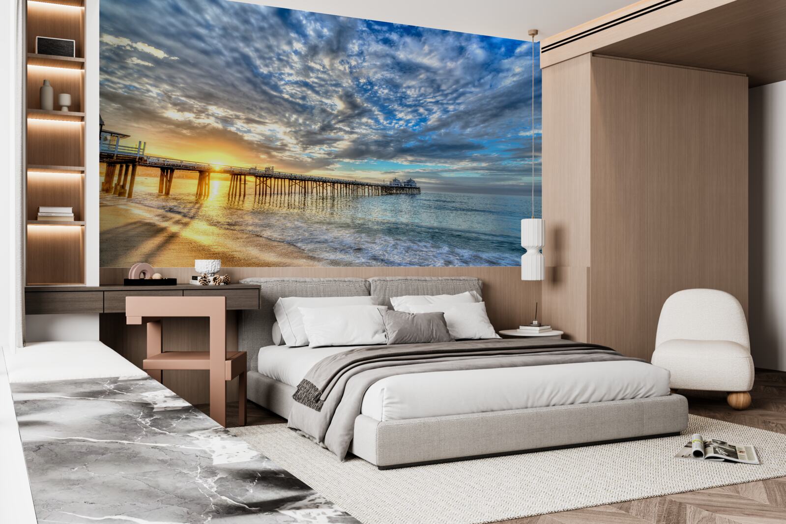 Papier peint quai des pêcheurs à l'aube