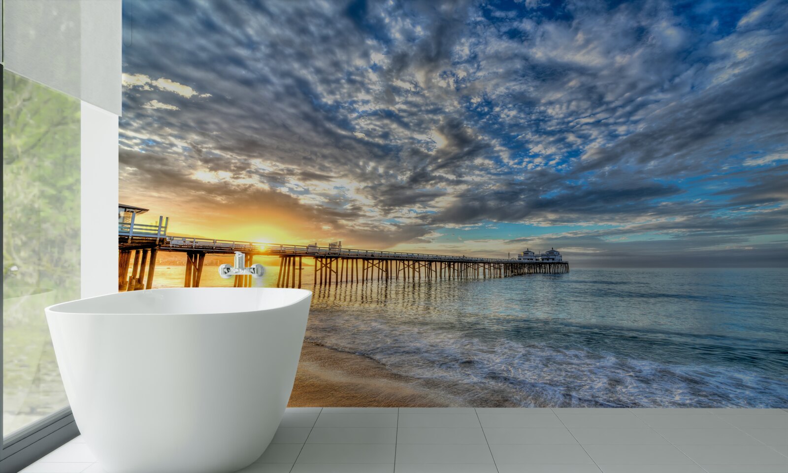 Papier peint quai des pêcheurs à l'aube