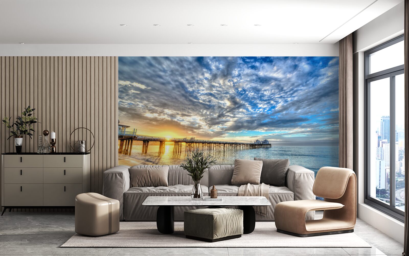 Papier peint quai des pêcheurs à l'aube