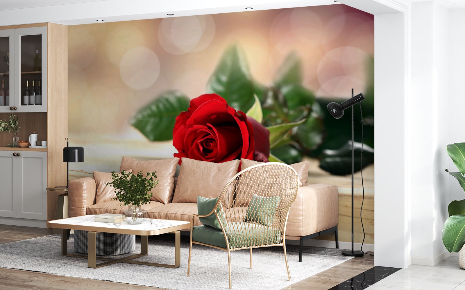 Papier peint rose simple avec une délicate nuance écarlate