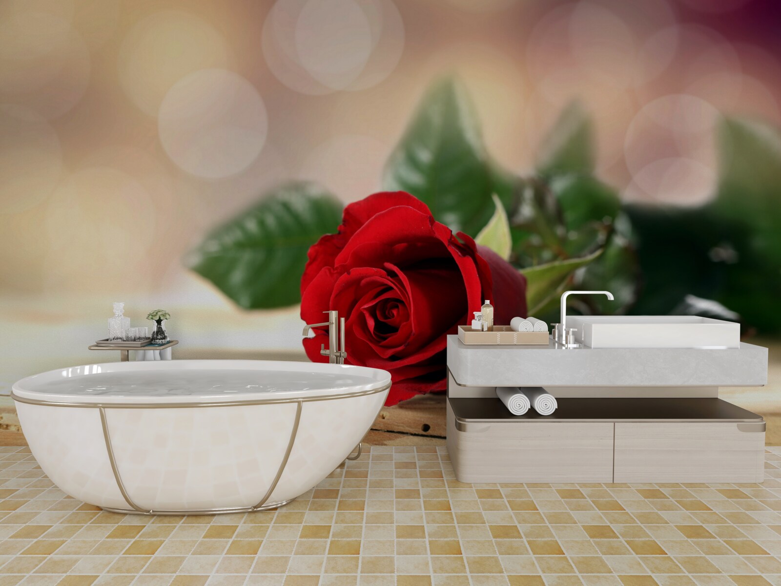 Papier peint rose simple avec une délicate nuance écarlate