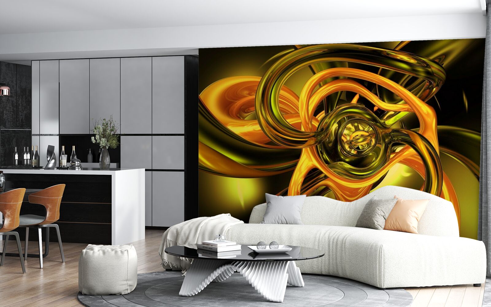 Papier peint lignes fermées aux contours lisses