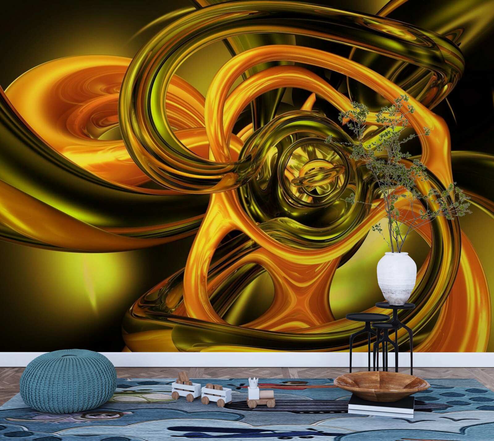 Papier peint lignes fermées aux contours lisses