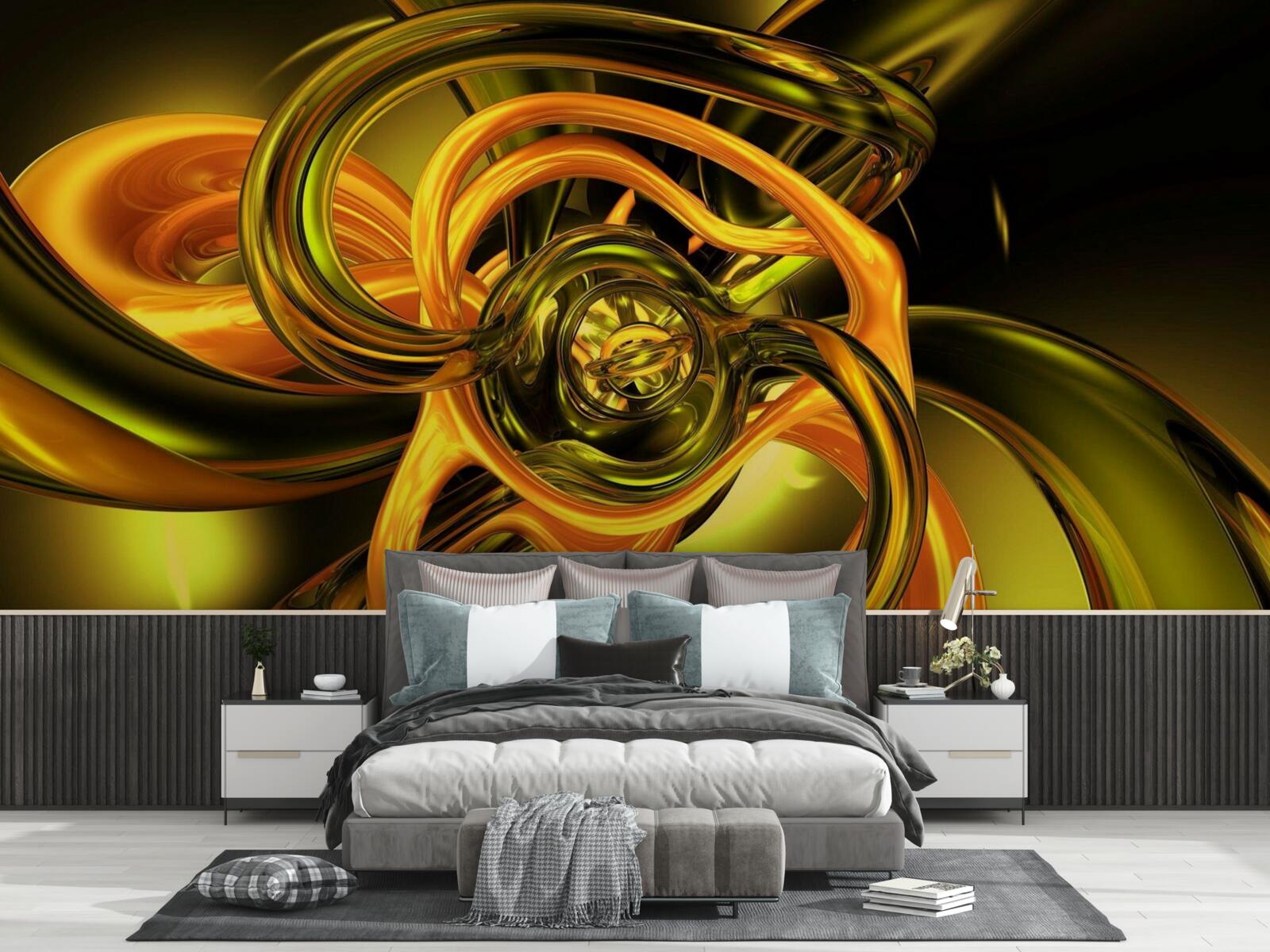 Papier peint lignes fermées aux contours lisses