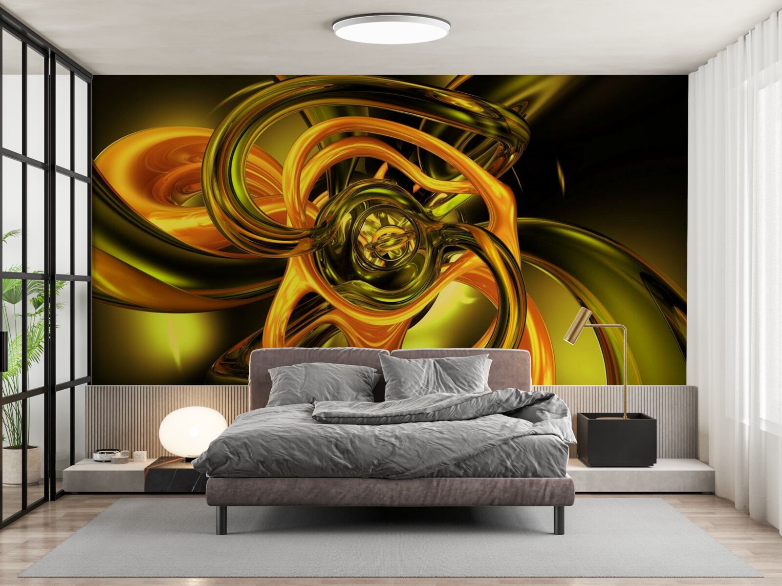 Papier peint lignes fermées aux contours lisses