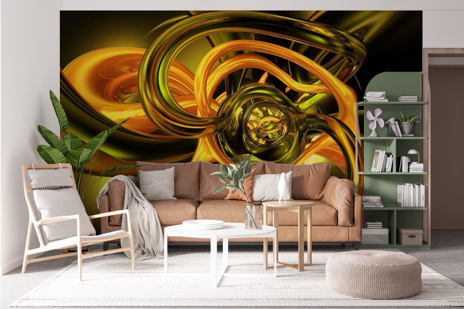 Papier peint lignes fermées aux contours lisses