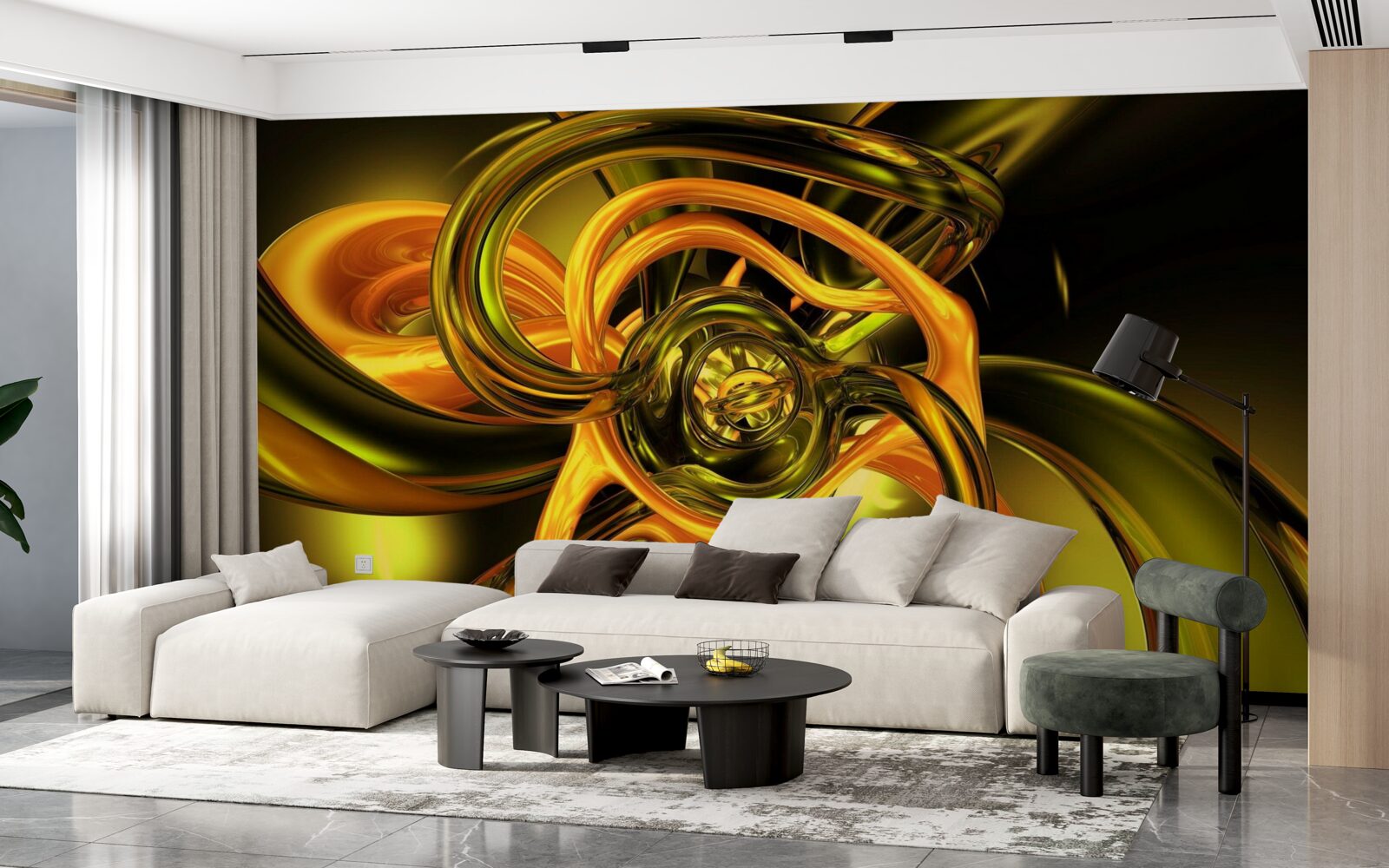 Papier peint lignes fermées aux contours lisses