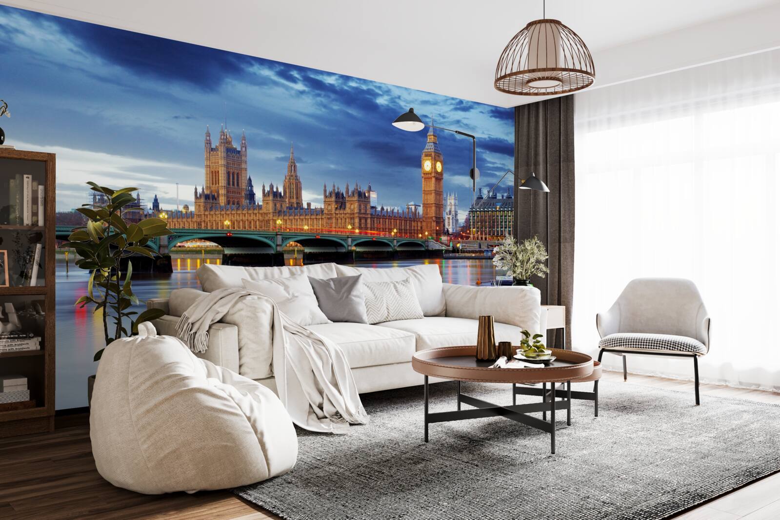 Papier peint reflet du parlement britannique dans l'eau de la rivière