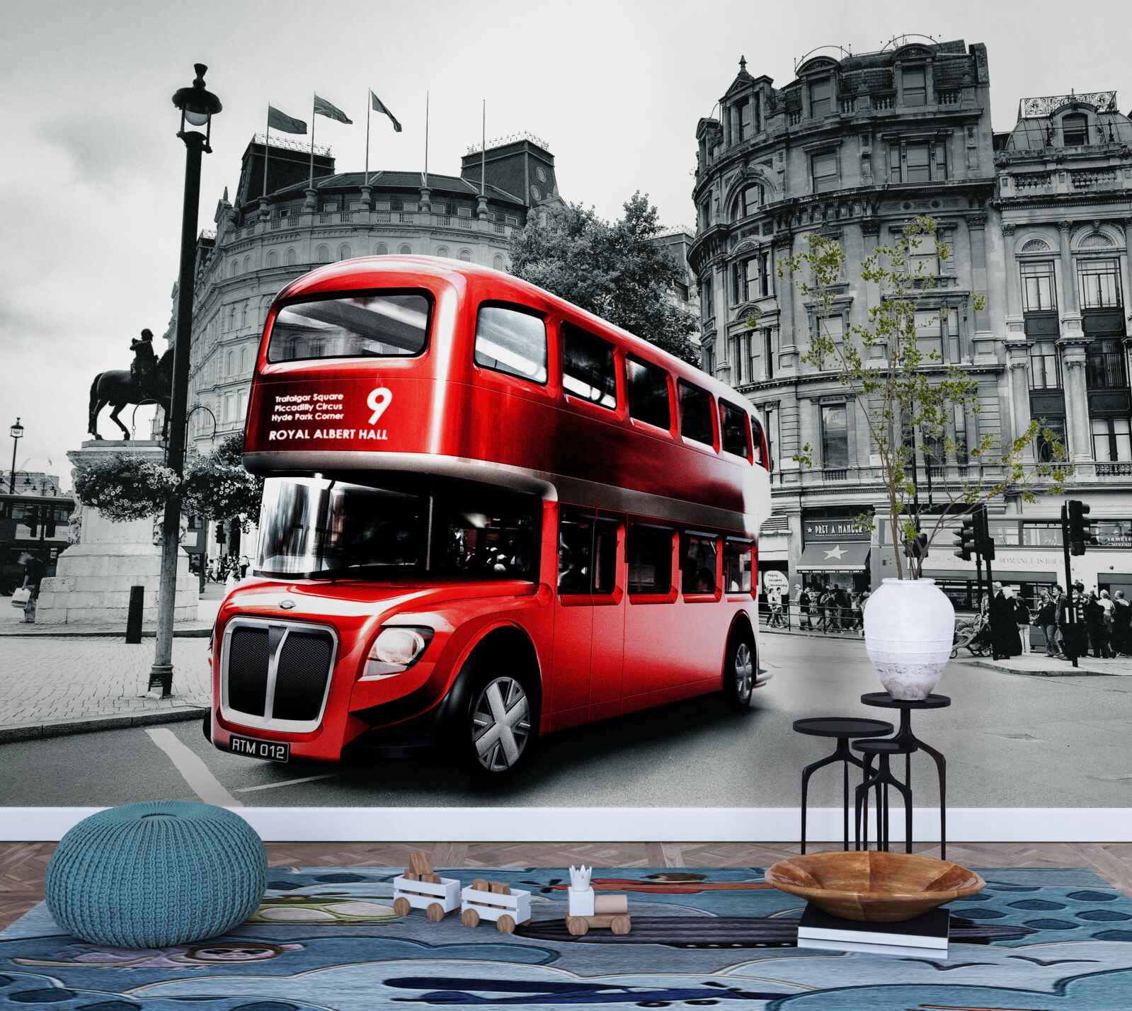 Papier peint un bus de londres dans une rue de la ville