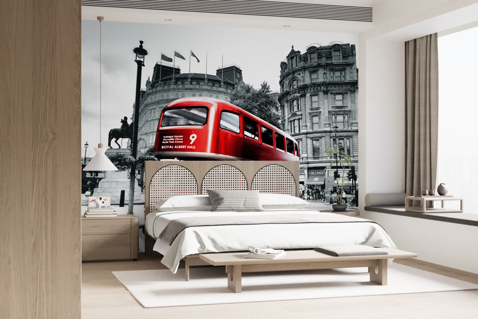 Papier peint un bus de londres dans une rue de la ville